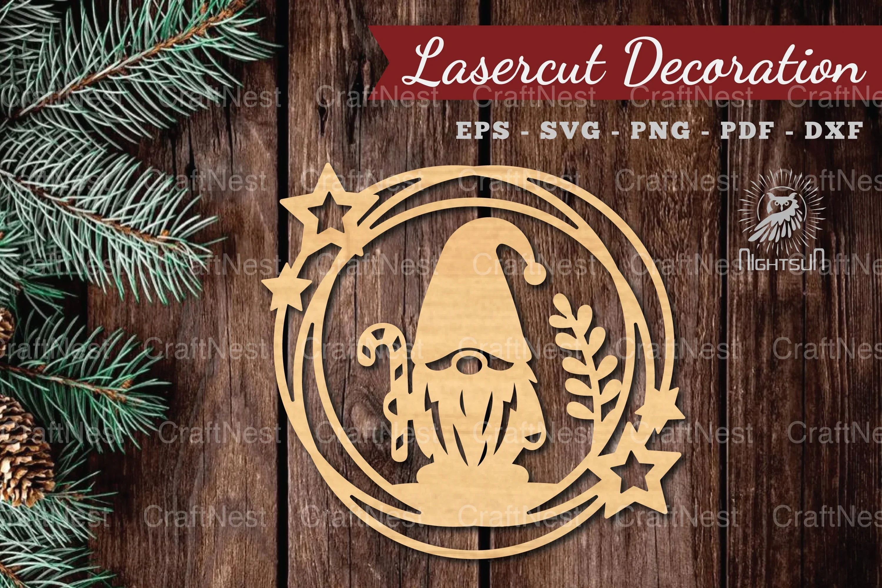 Christmas Gnome Laser Cut Round Clipart Bundle