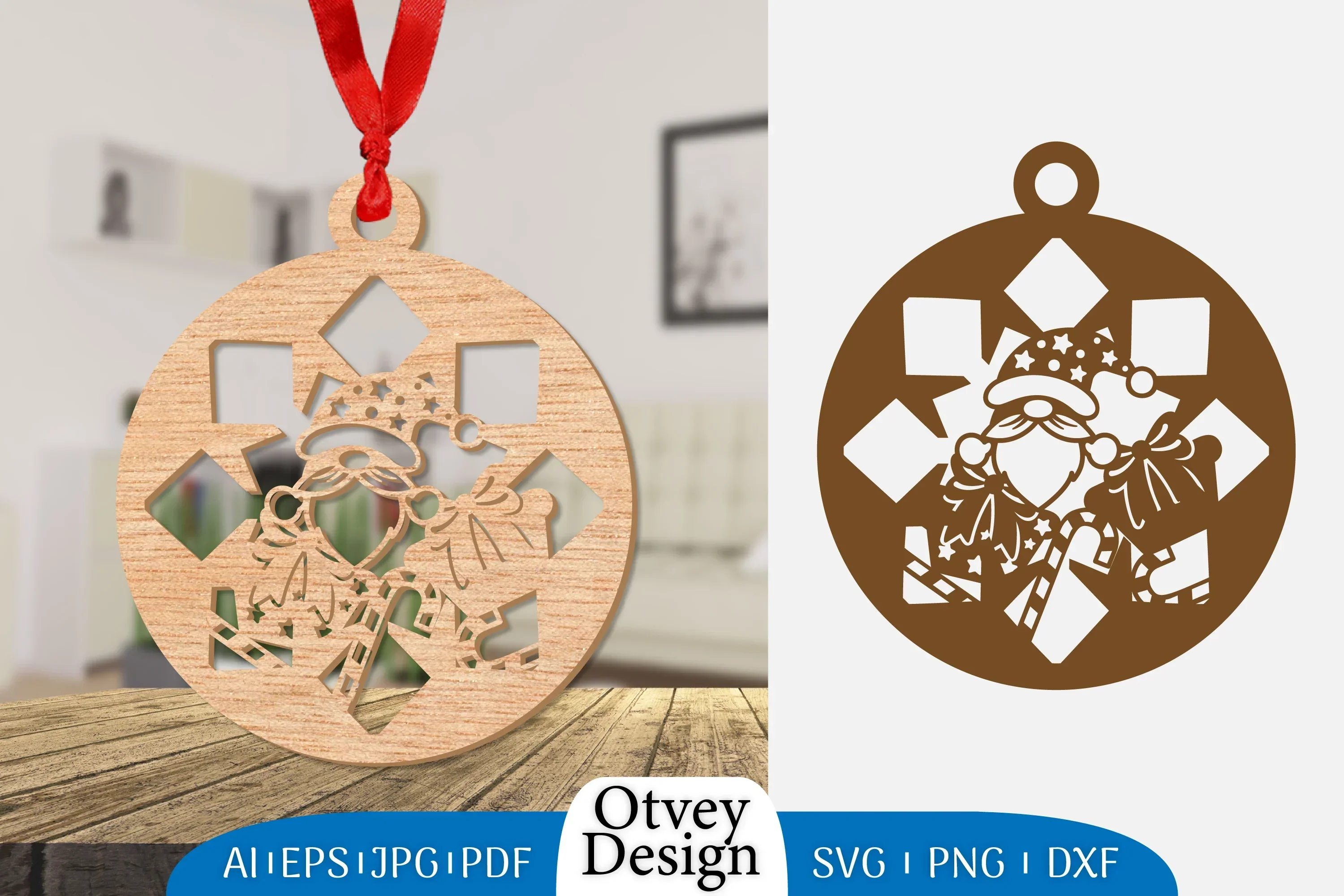 Christmas Gnome Ornament Lasercut SVG Bundle