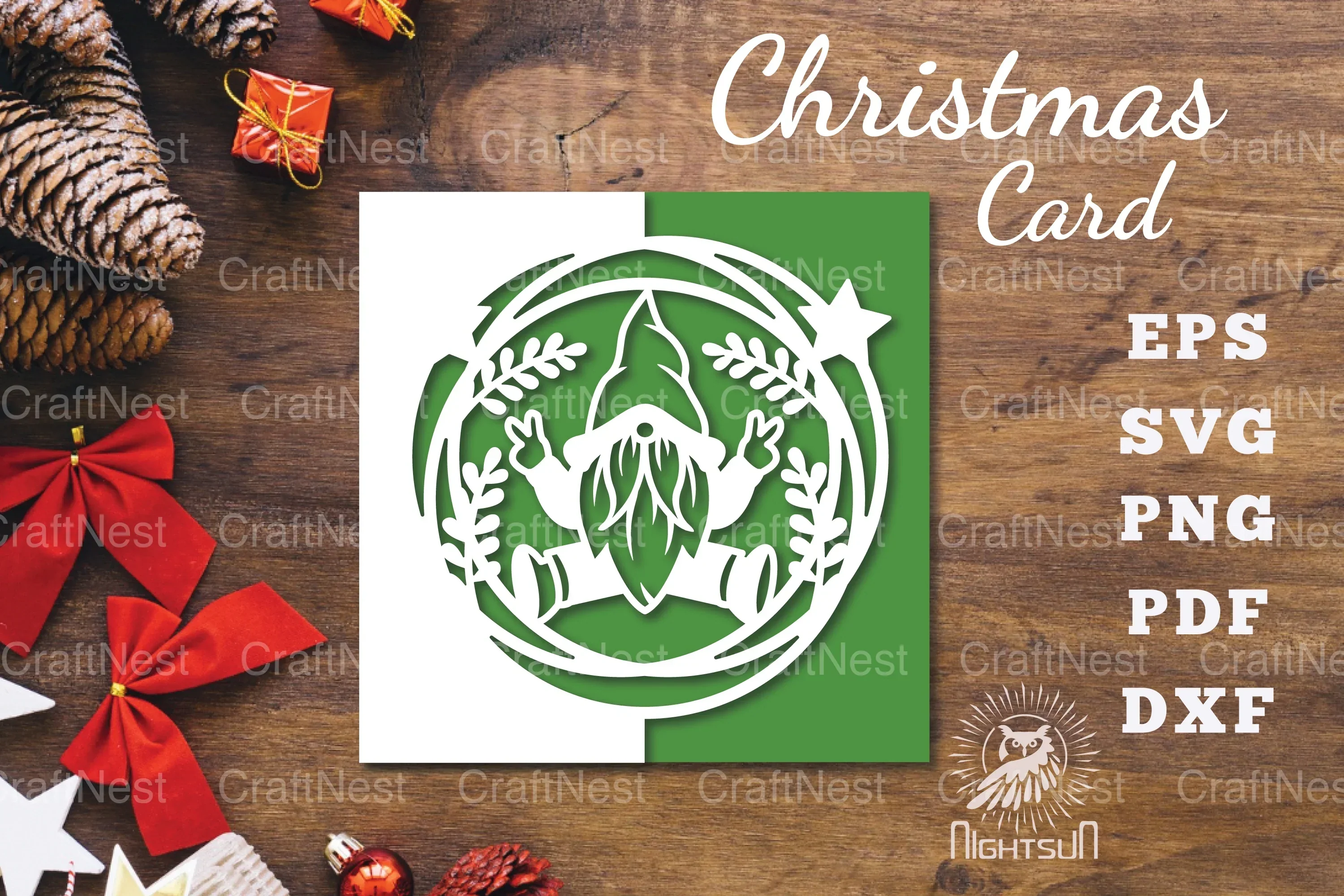 Christmas Gnome Papercut Card SVG Bundle