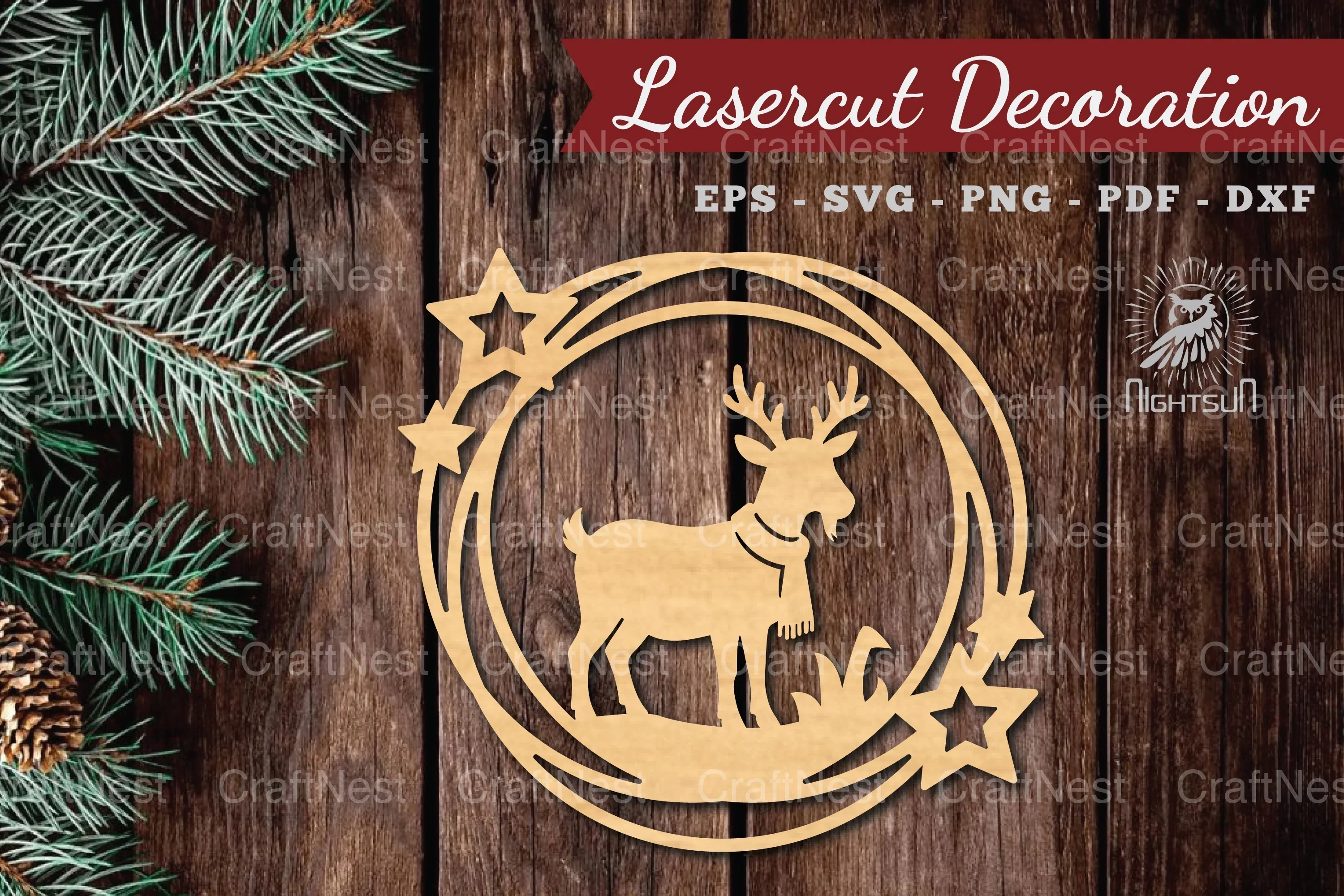 Christmas Goat Lasercut Round Clipart Bundle