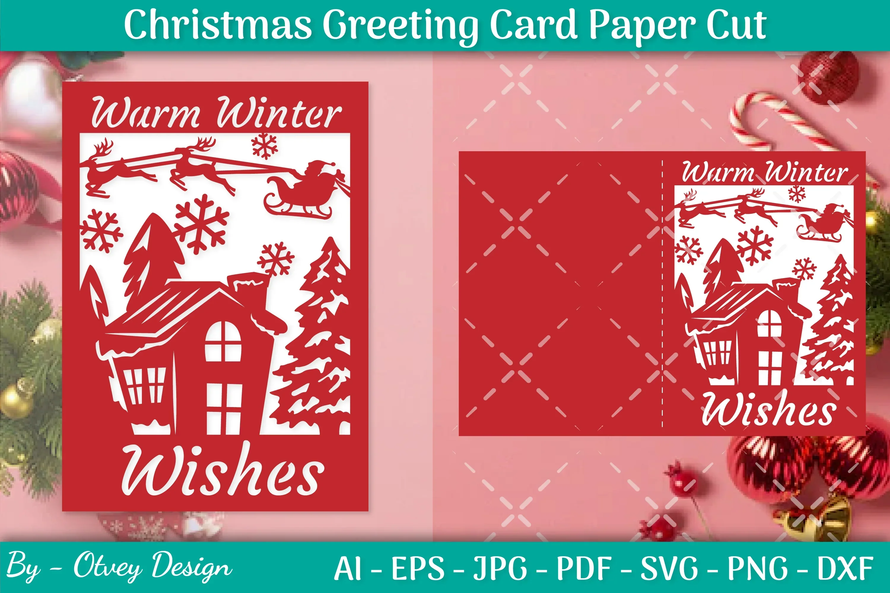 Christmas Greeting Card Paper Cut SVG Bundle