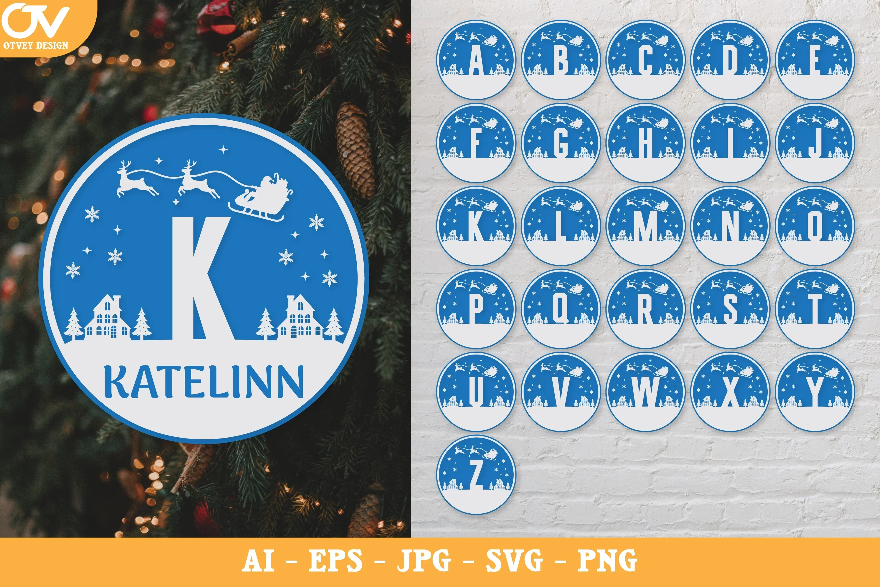 Christmas Half Round Alphabet Decal SVG Bundle