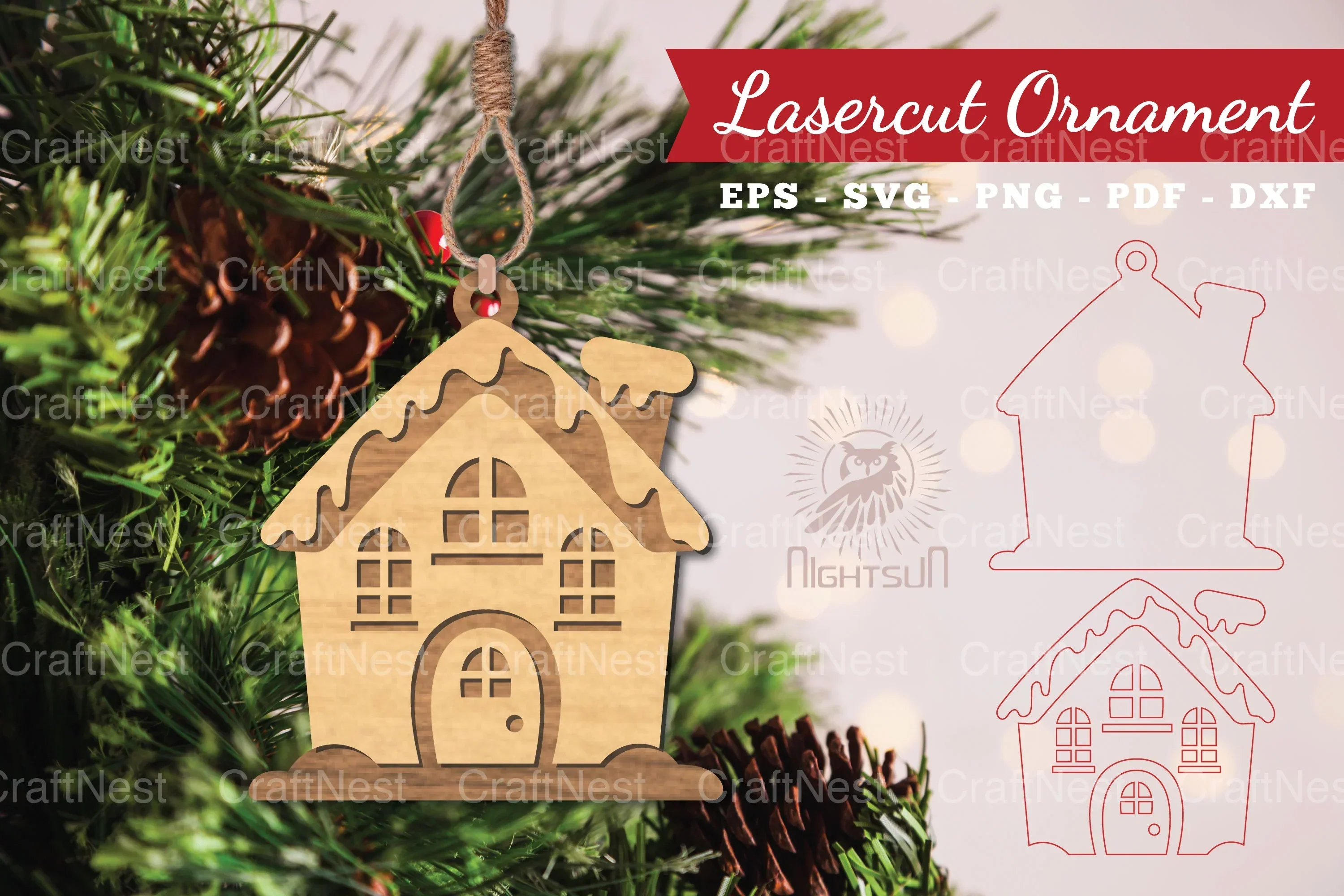 Christmas Home Laser Cut Ornament Clipart Bundle