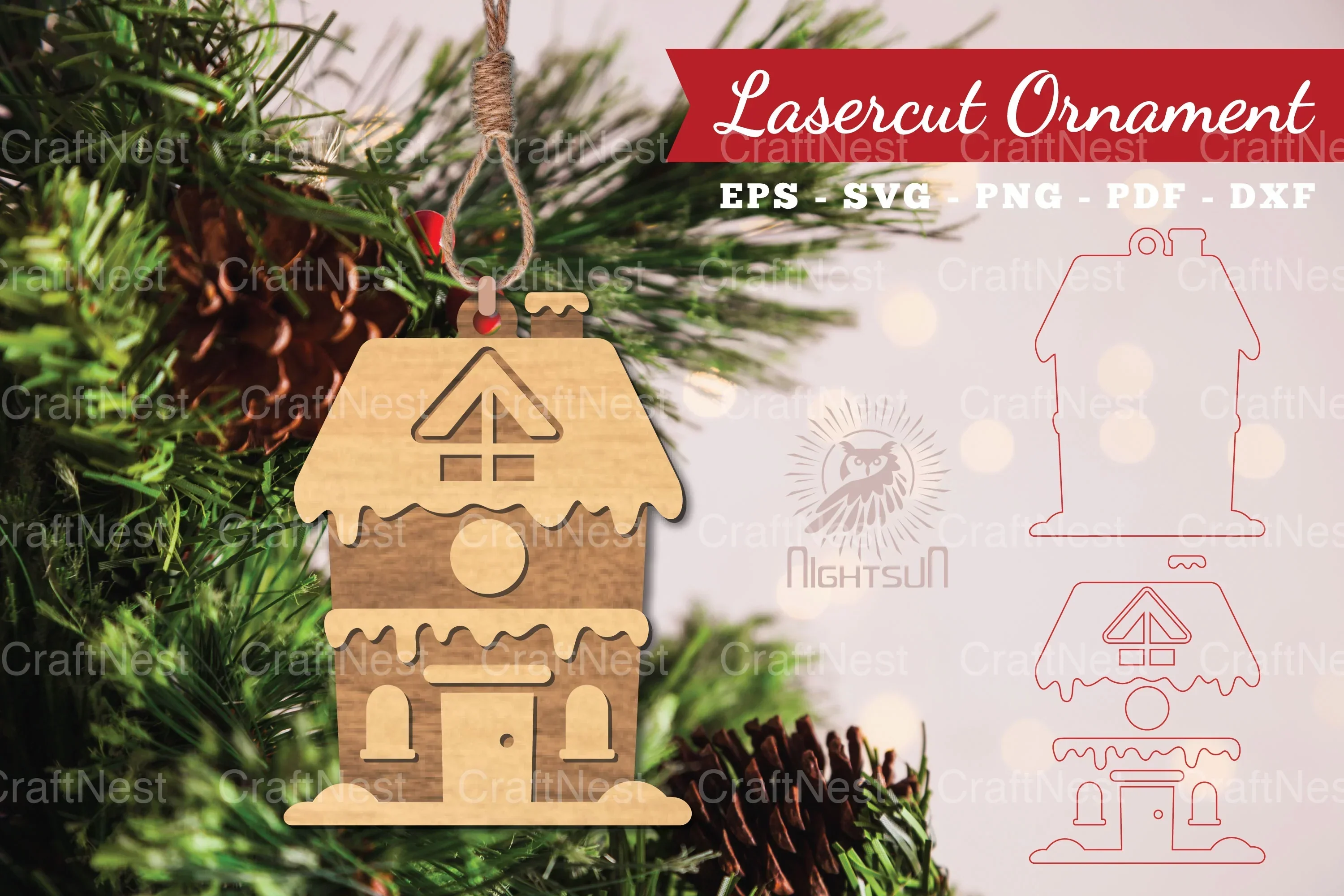 Christmas Home Laser Cut Ornament Clipart Bundle