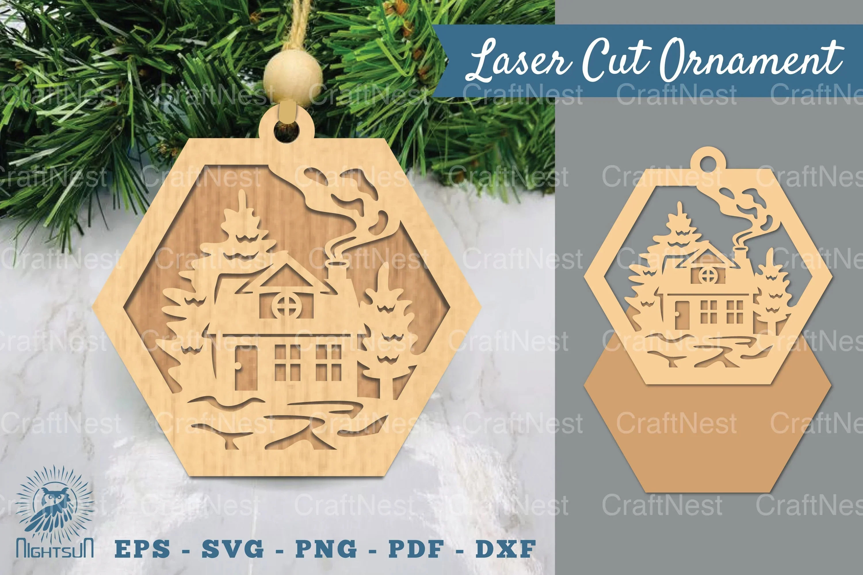 Christmas Home Laser Cut Ornament Clipart Bundle