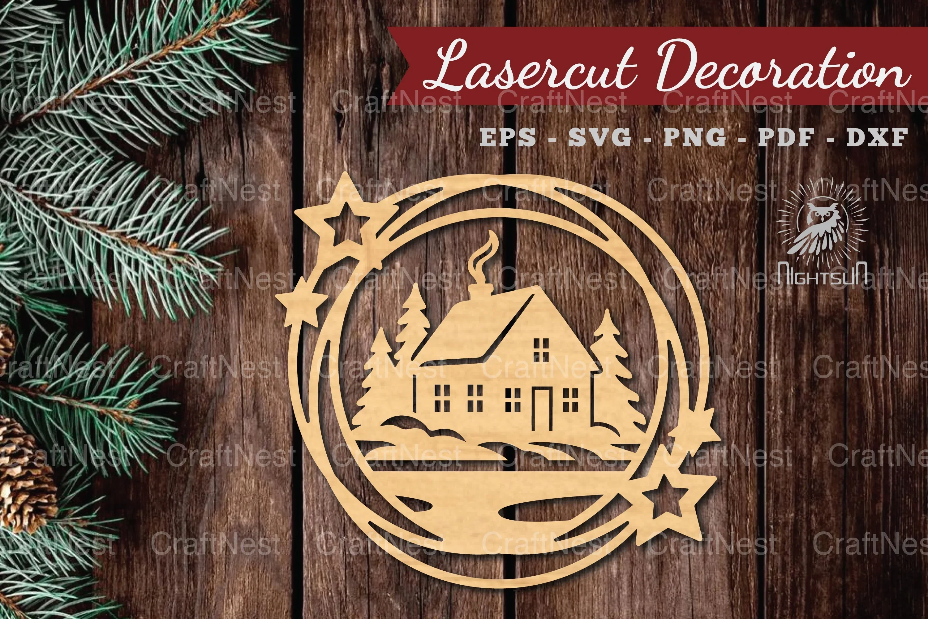 Christmas House Laser Cut Round SVG Bundle