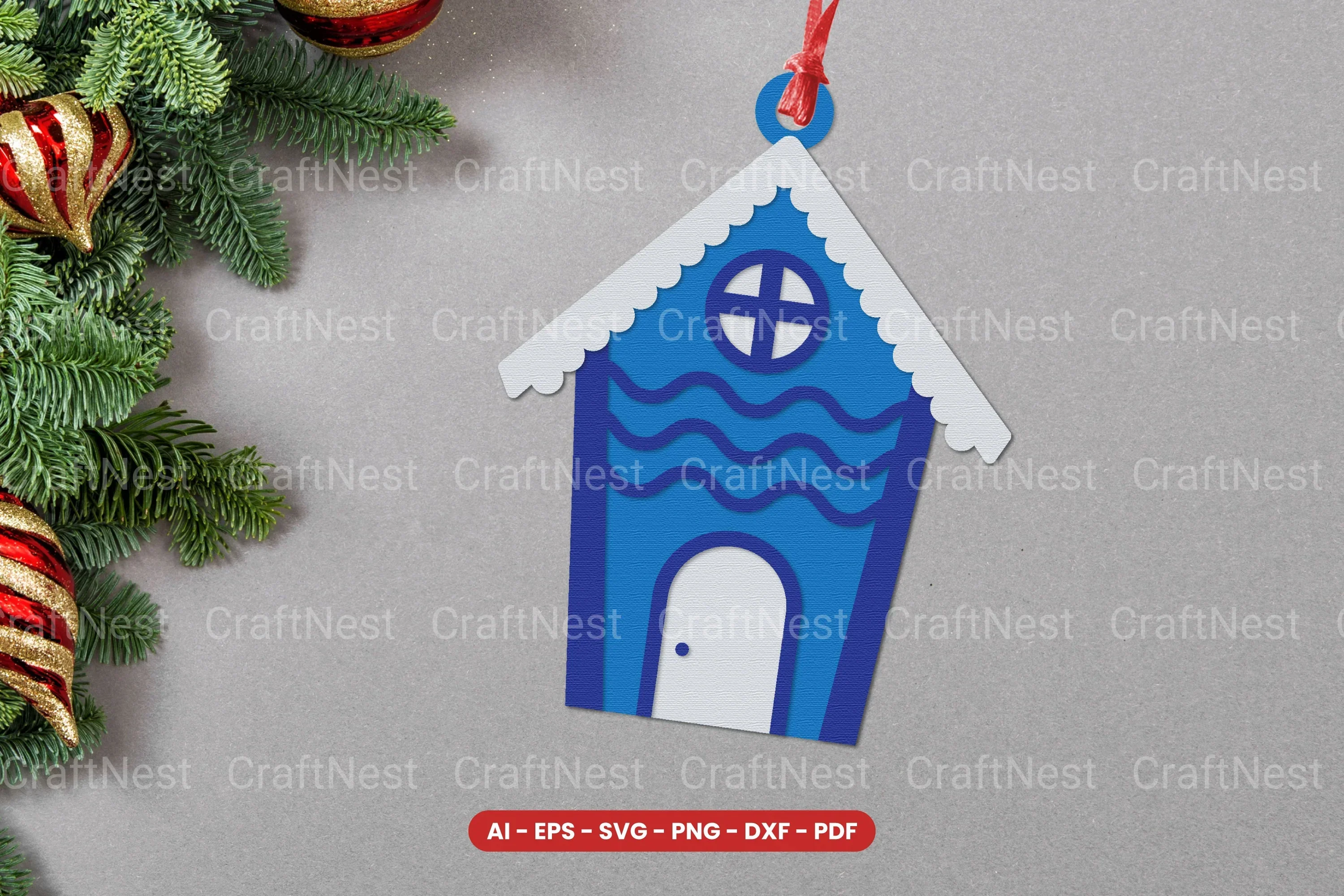 Christmas House Ornament Lasercut SVG Bundle