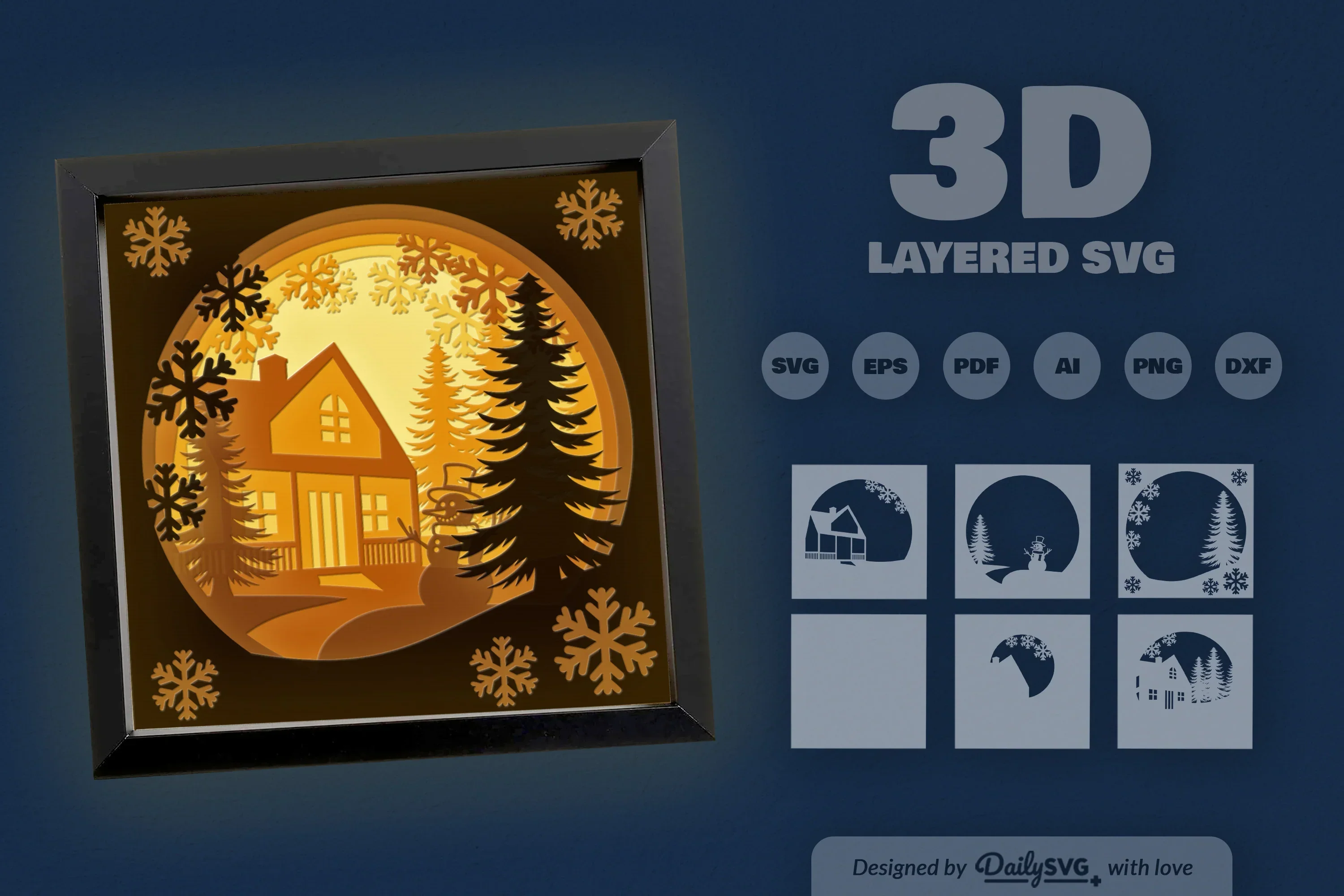 Christmas House Papercut SVG Bundle - Image 3