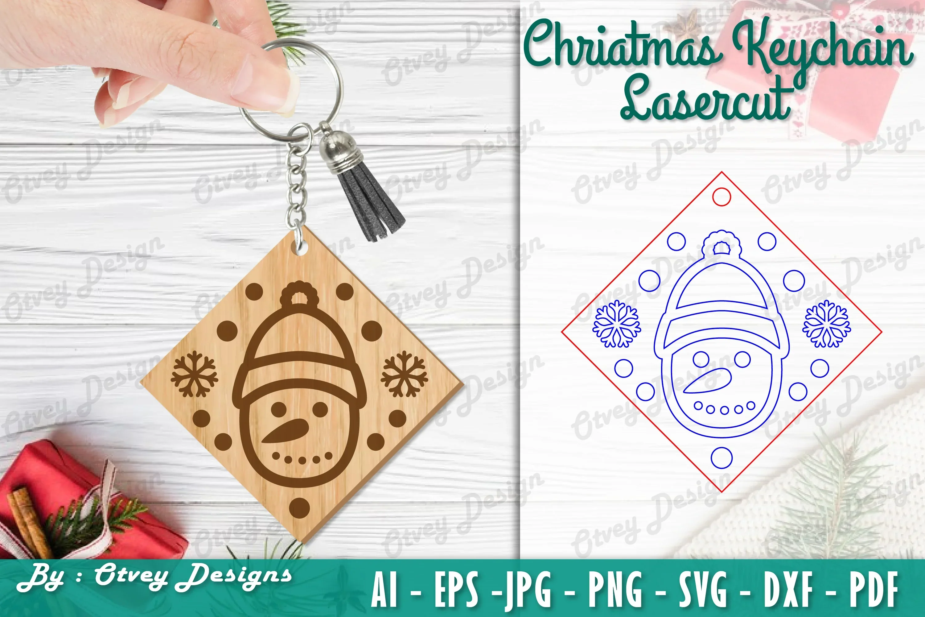Christmas Keychain Lasercut SVG Bundle