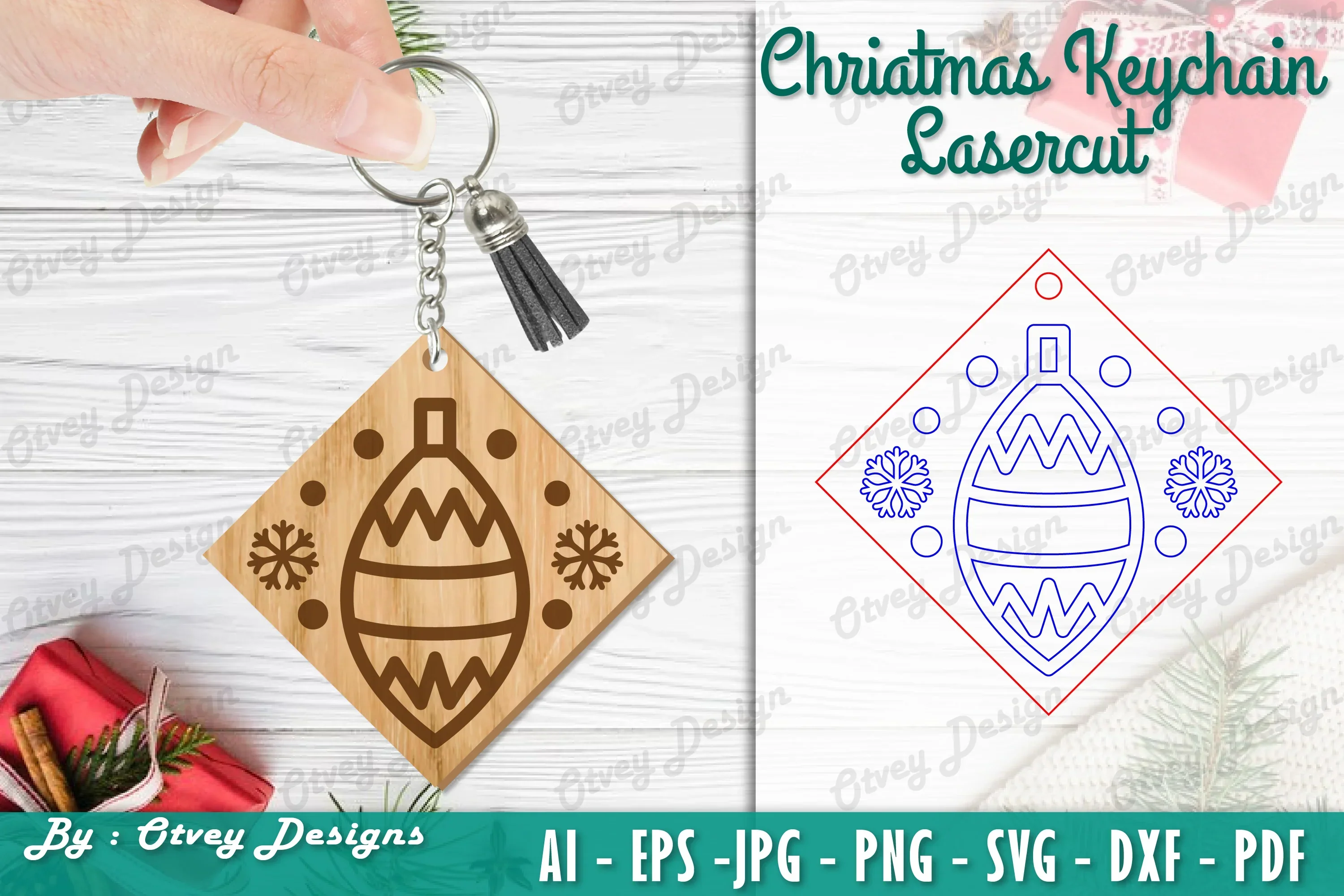Christmas Keychain Lasercut SVG Bundle
