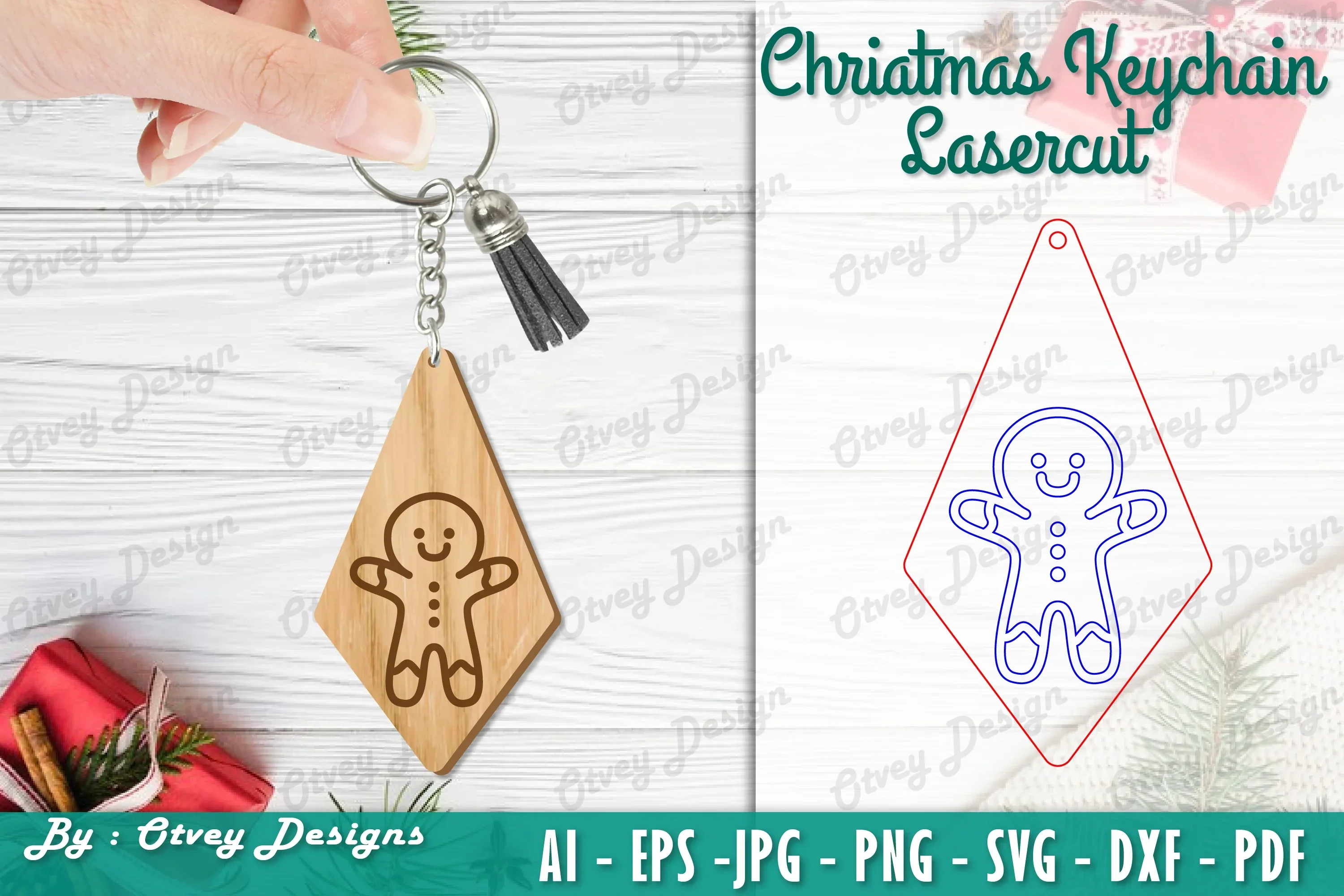 Christmas Keychain Lasercut SVG Bundle
