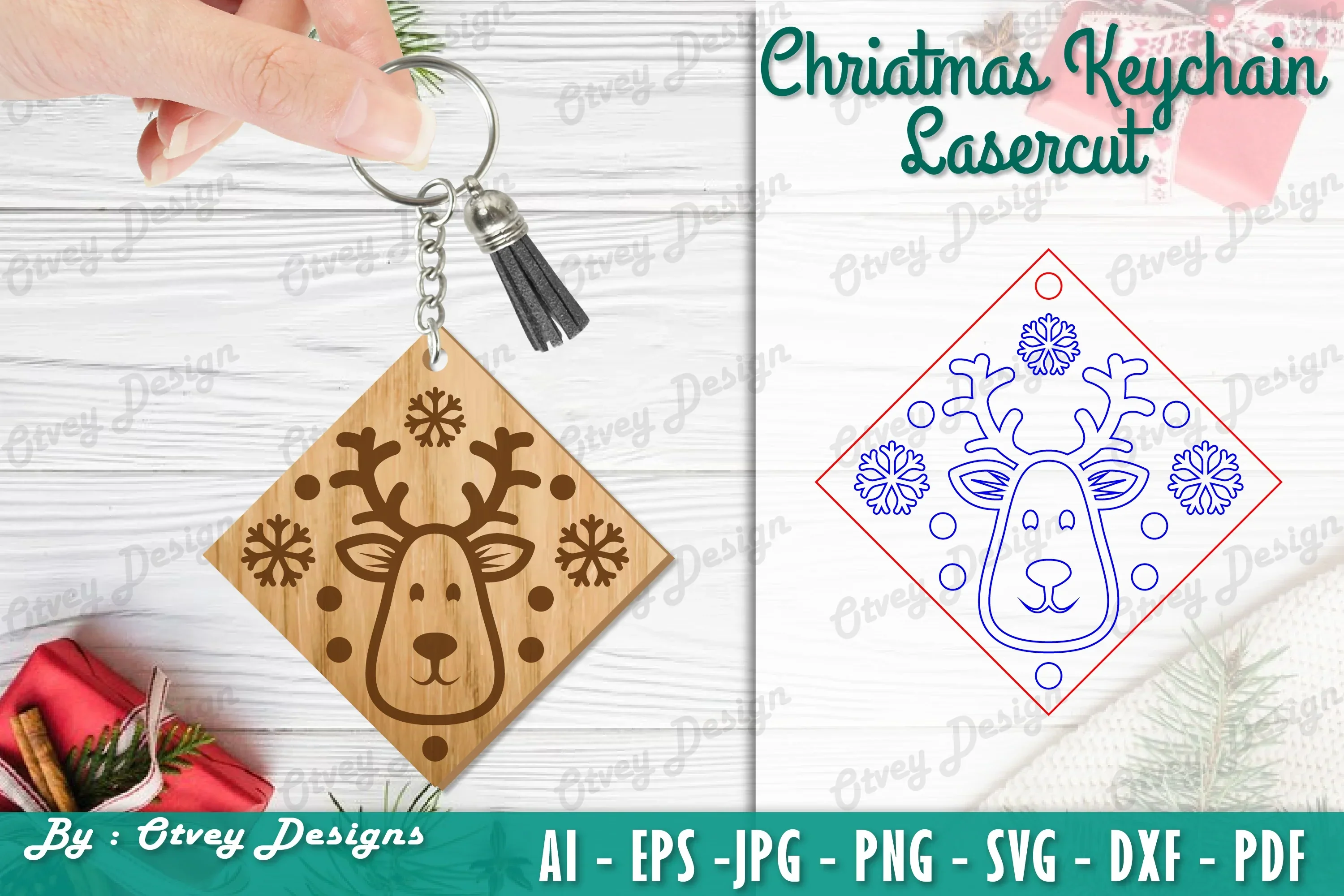 Christmas Keychain Lasercut SVG Bundle