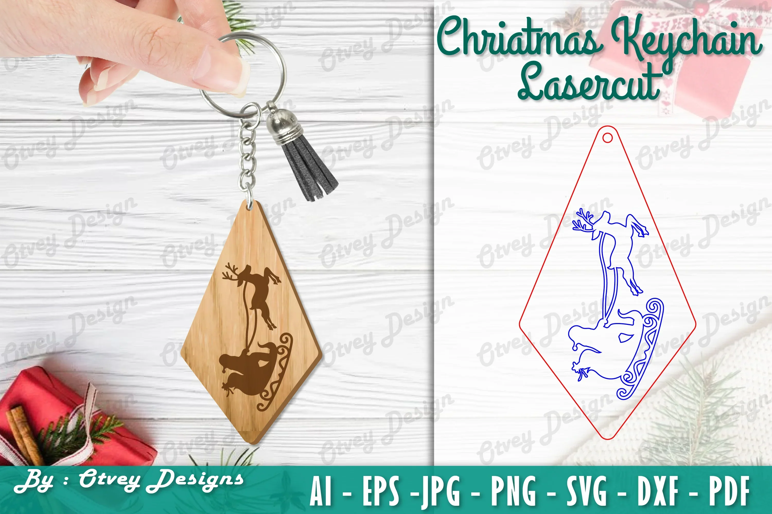 Christmas Keychain Lasercut SVG Bundle