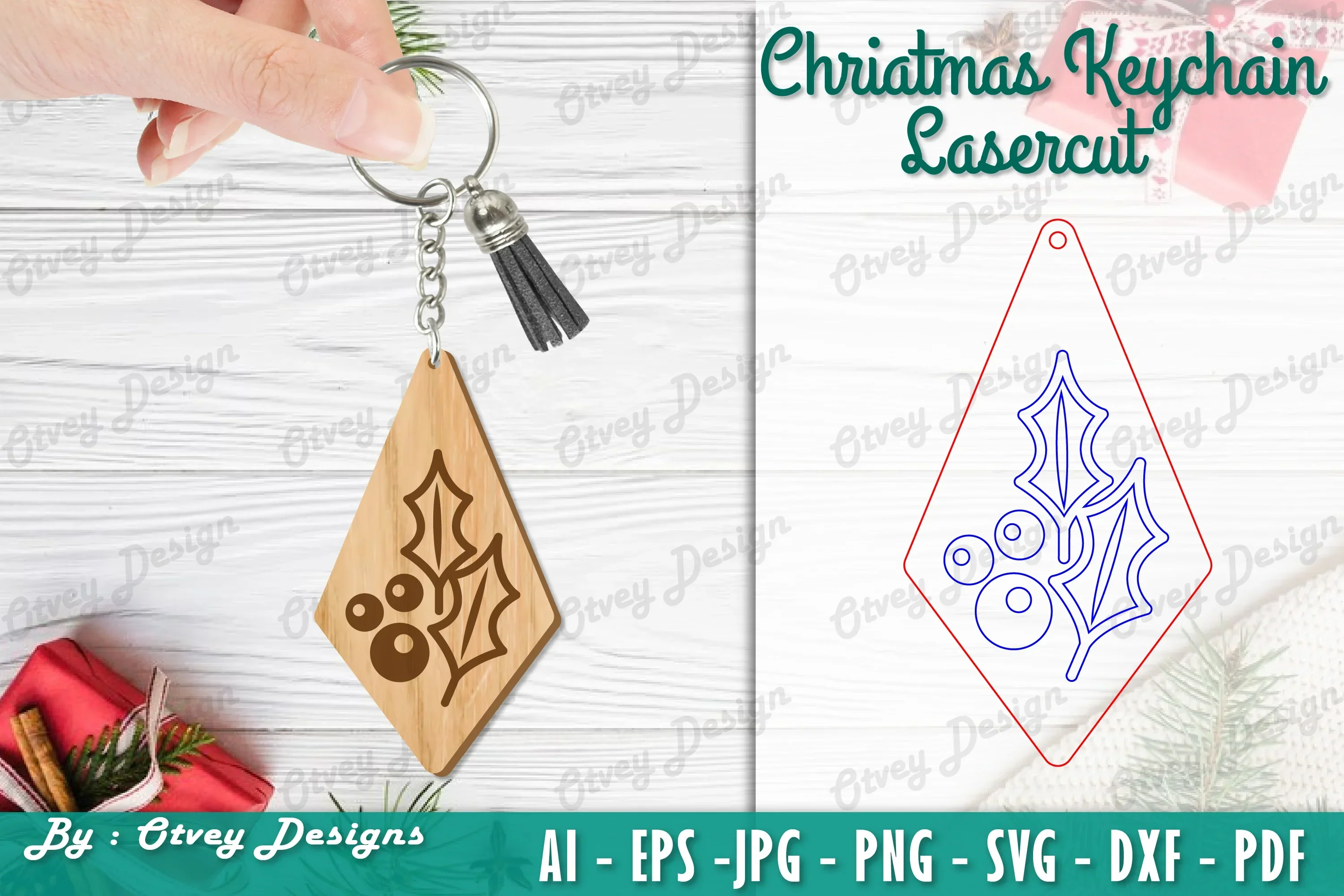 Christmas Keychain Lasercut SVG Bundle