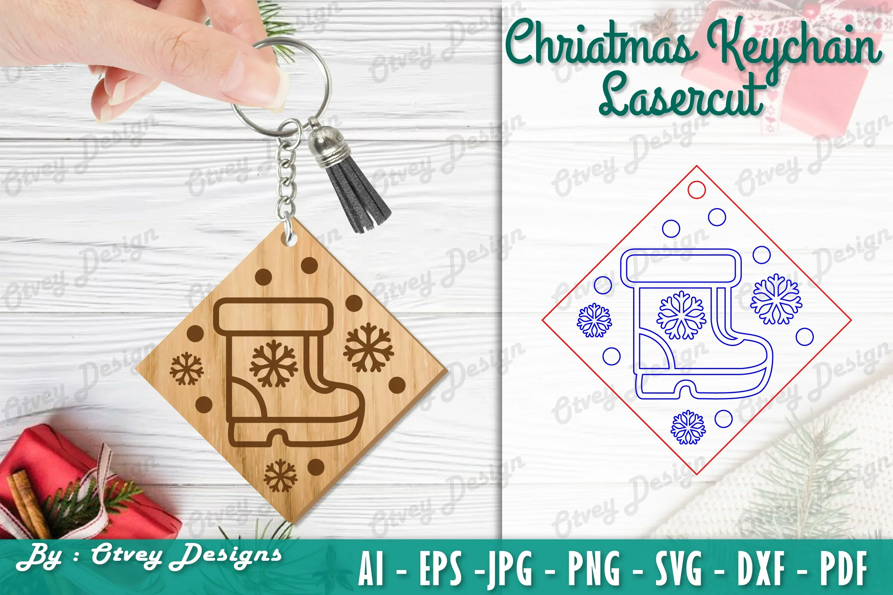 Christmas Keychain Lasercut SVG Bundle