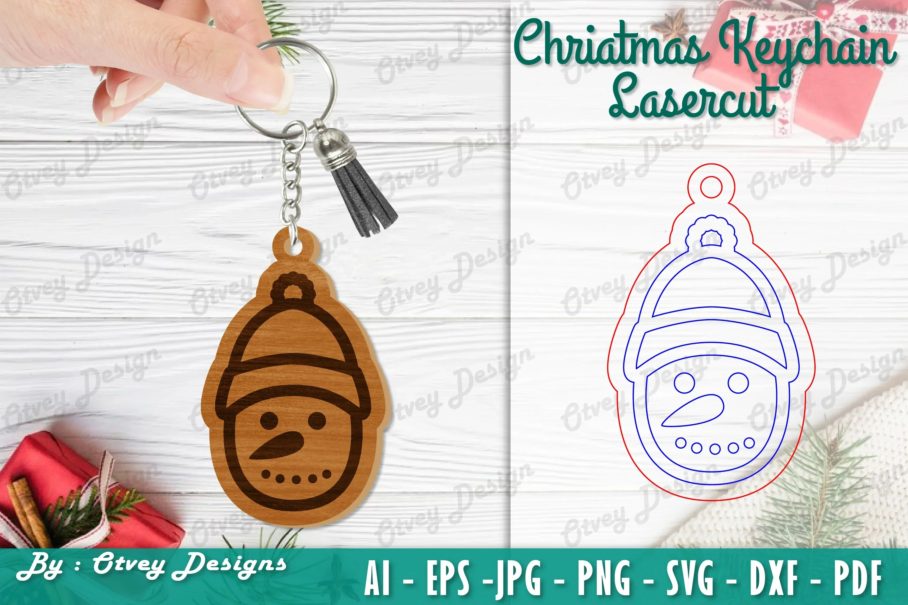 Christmas Keychain Lasercut SVG Bundle
