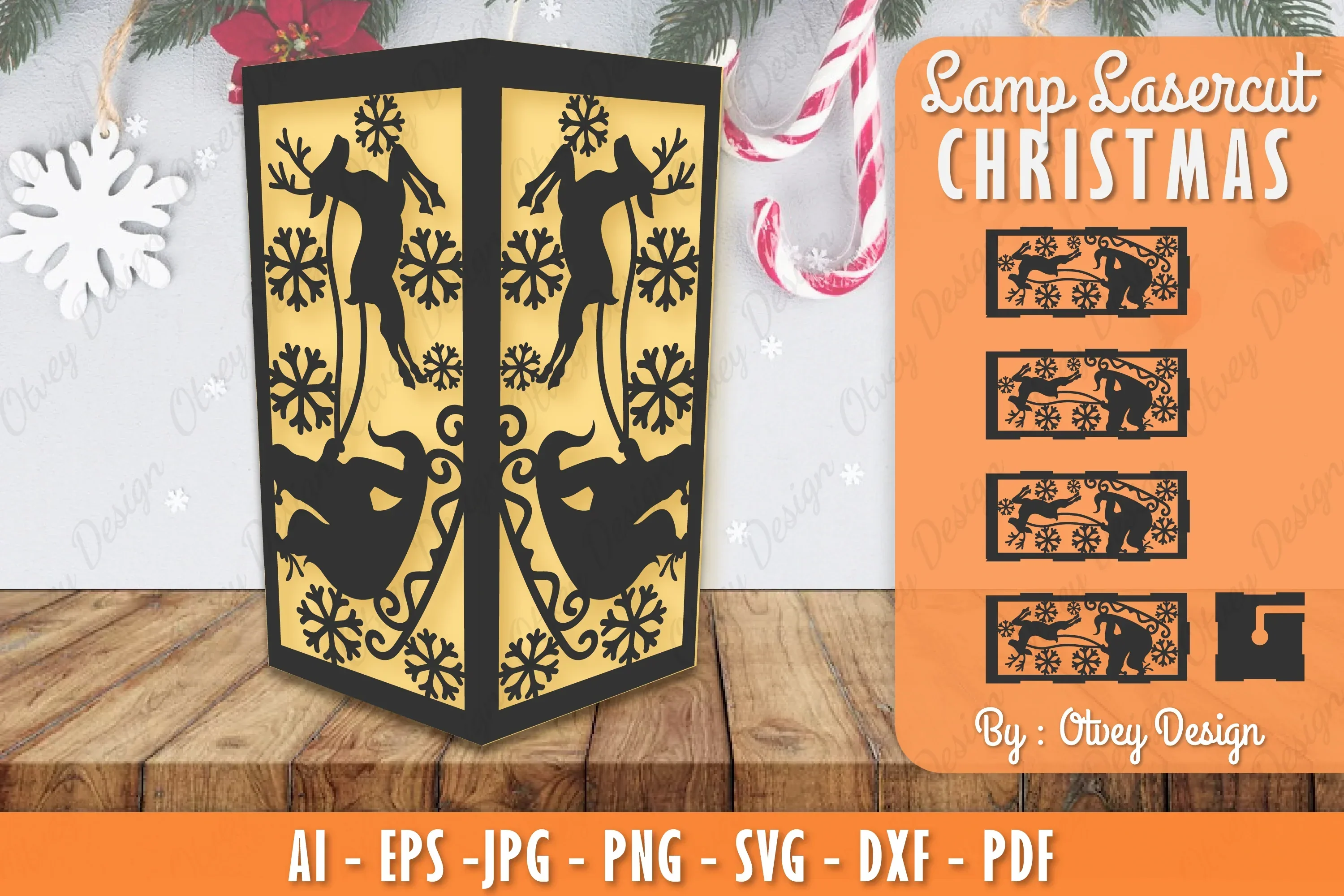 Christmas Lamp Lasercut SVG Bundle