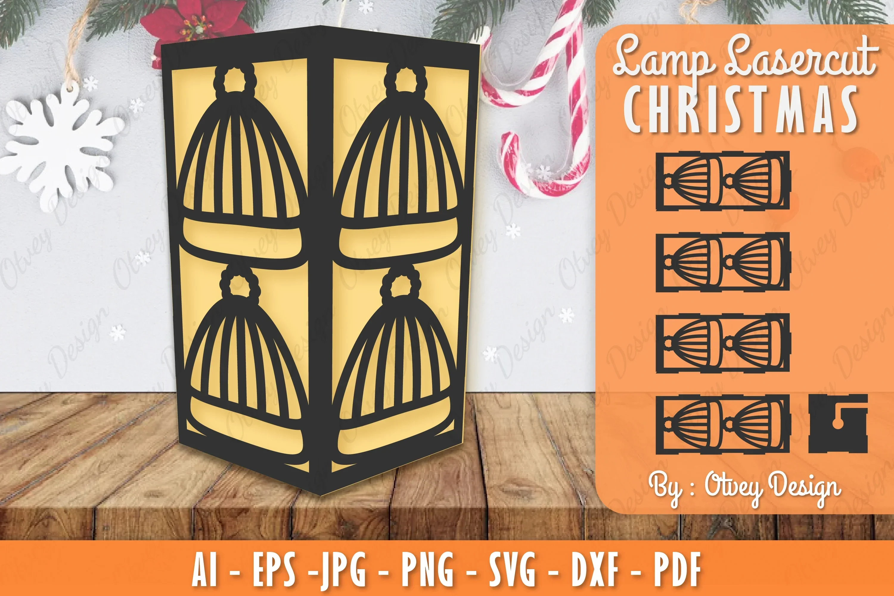 Christmas Lamp Lasercut SVG Bundle
