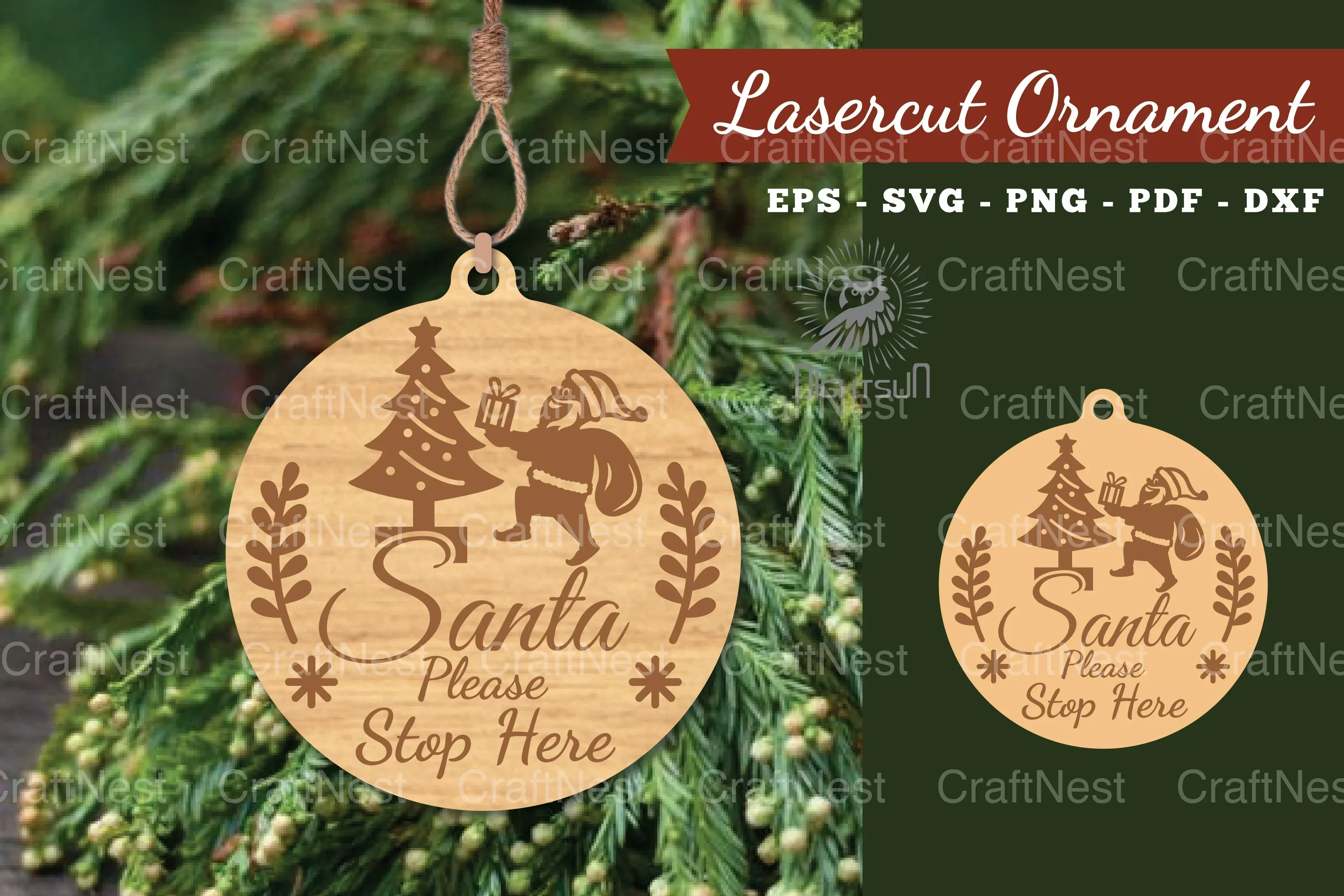 Christmas Laser Cut Ornament Clipart Bundle