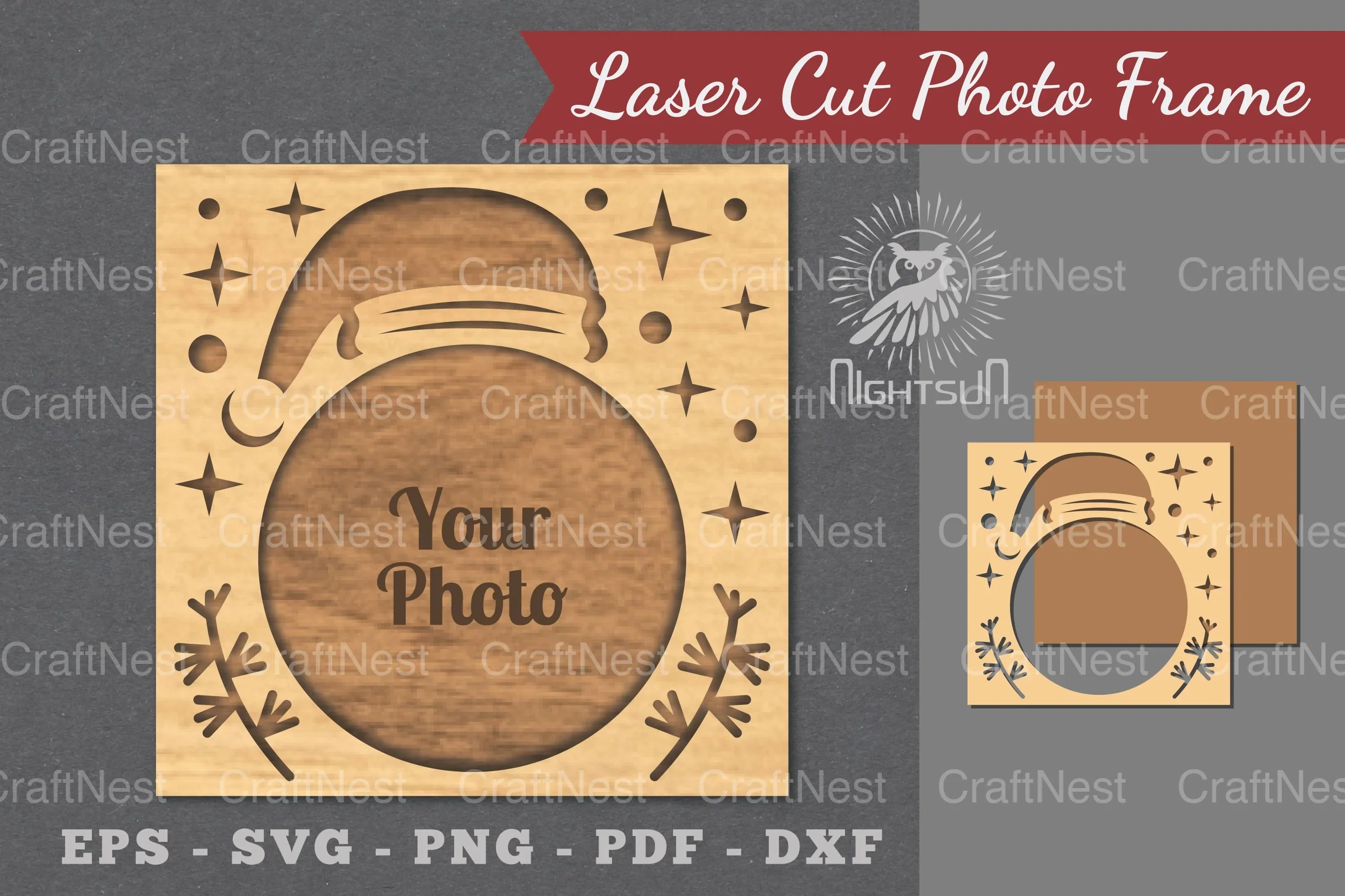 Christmas Laser Cut Photo Frame Clipart Bundle