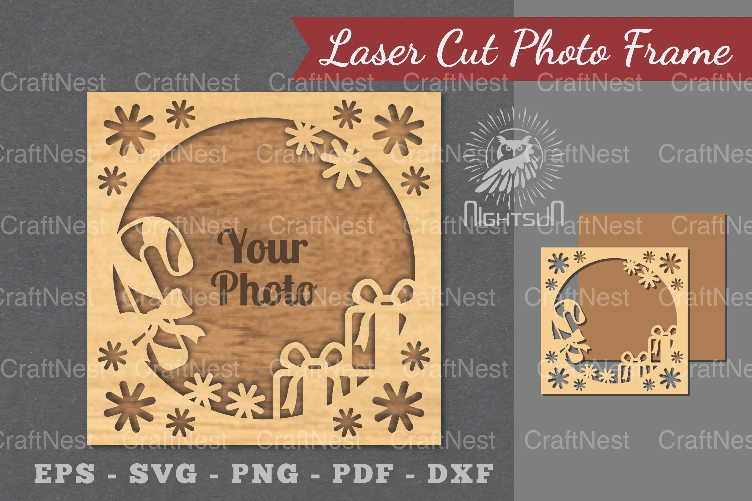 Christmas Laser Cut Photo Frame Clipart Bundle