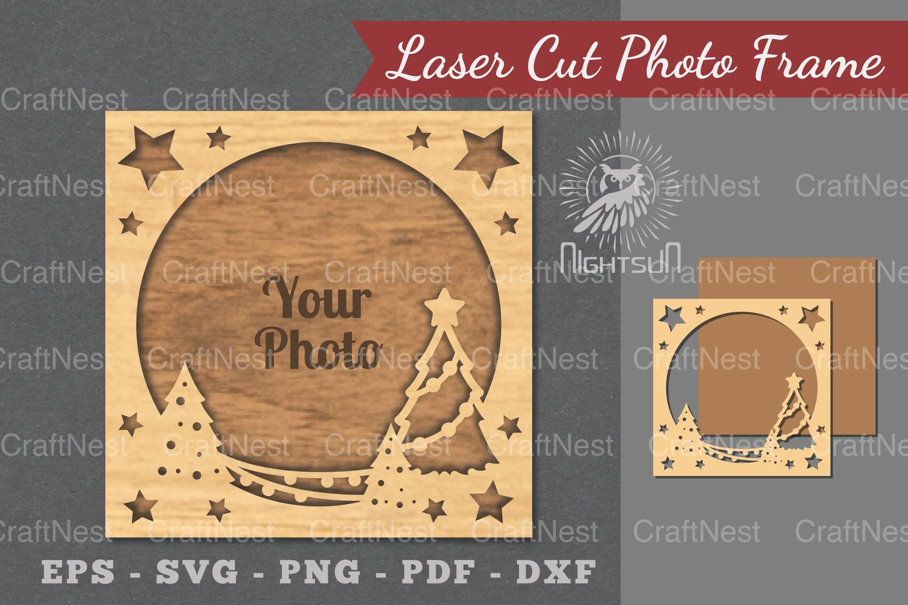 Christmas Laser Cut Photo Frame Clipart Bundle