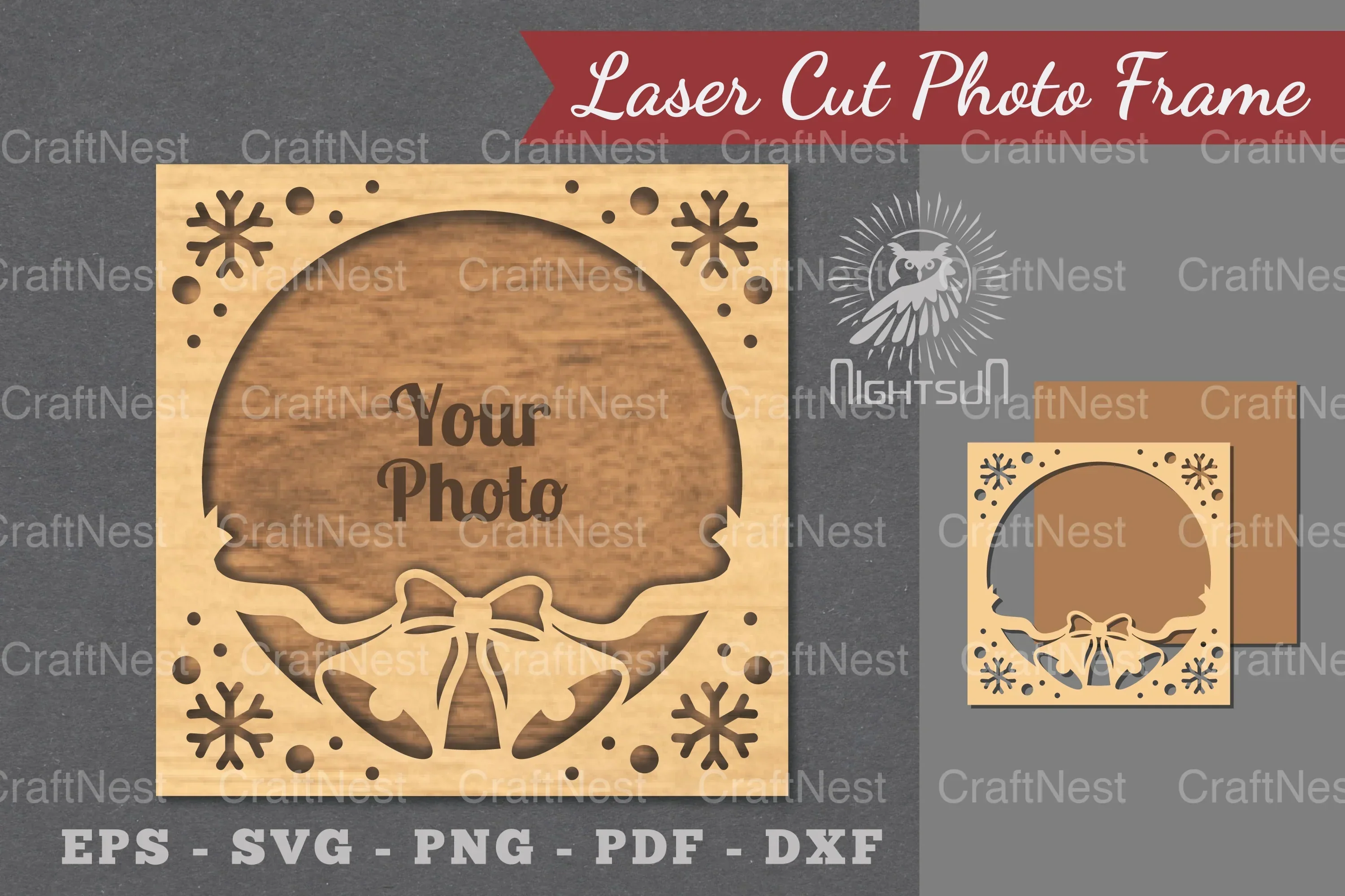 Christmas Laser Cut Photo Frame Clipart Bundle