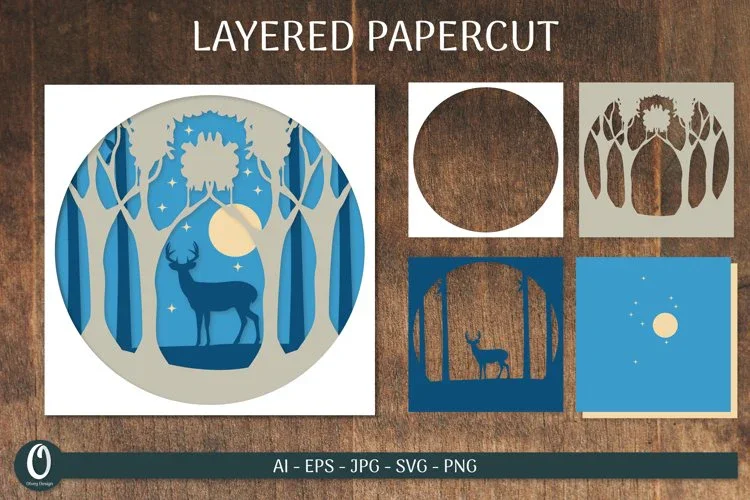 Christmas Layered Paper Cut Card SVG Bundle