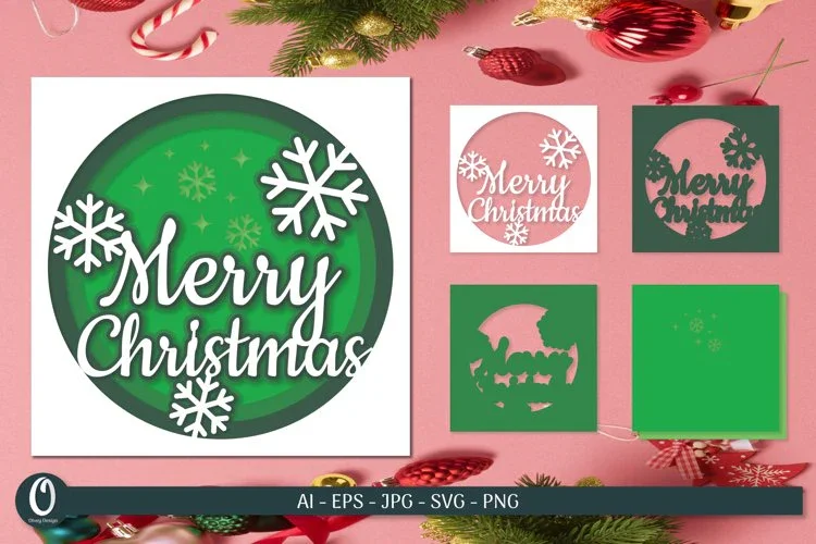 Christmas Layered Papercut Cards SVG Bundle