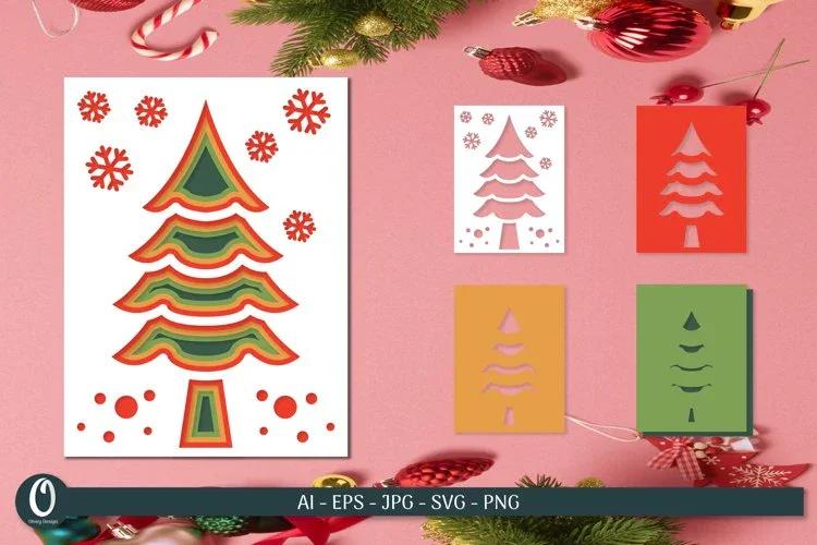 Christmas Layered Papercut Cards SVG Bundle