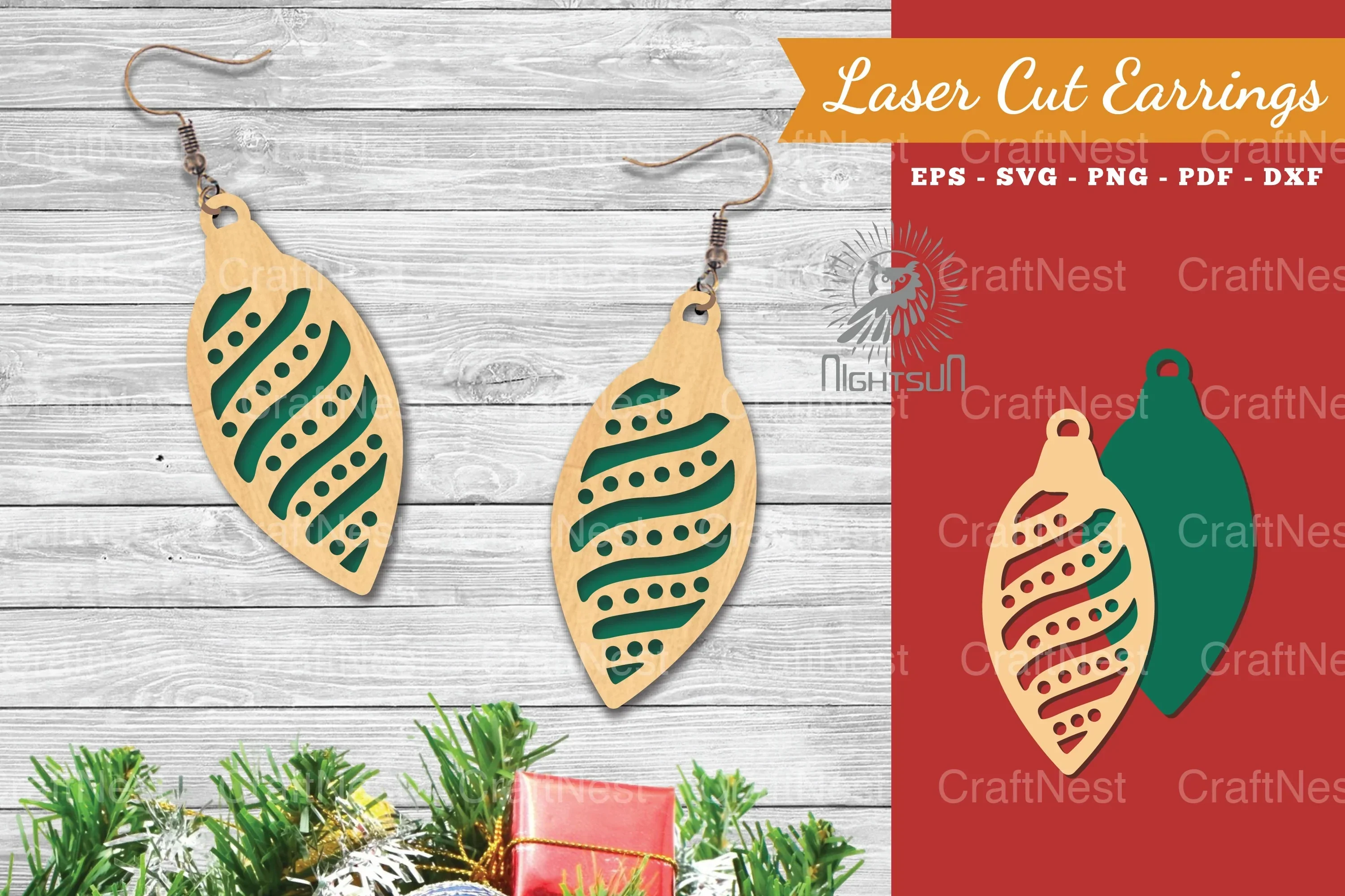 Christmas Light Laser Cut Earrings SVG Bundle