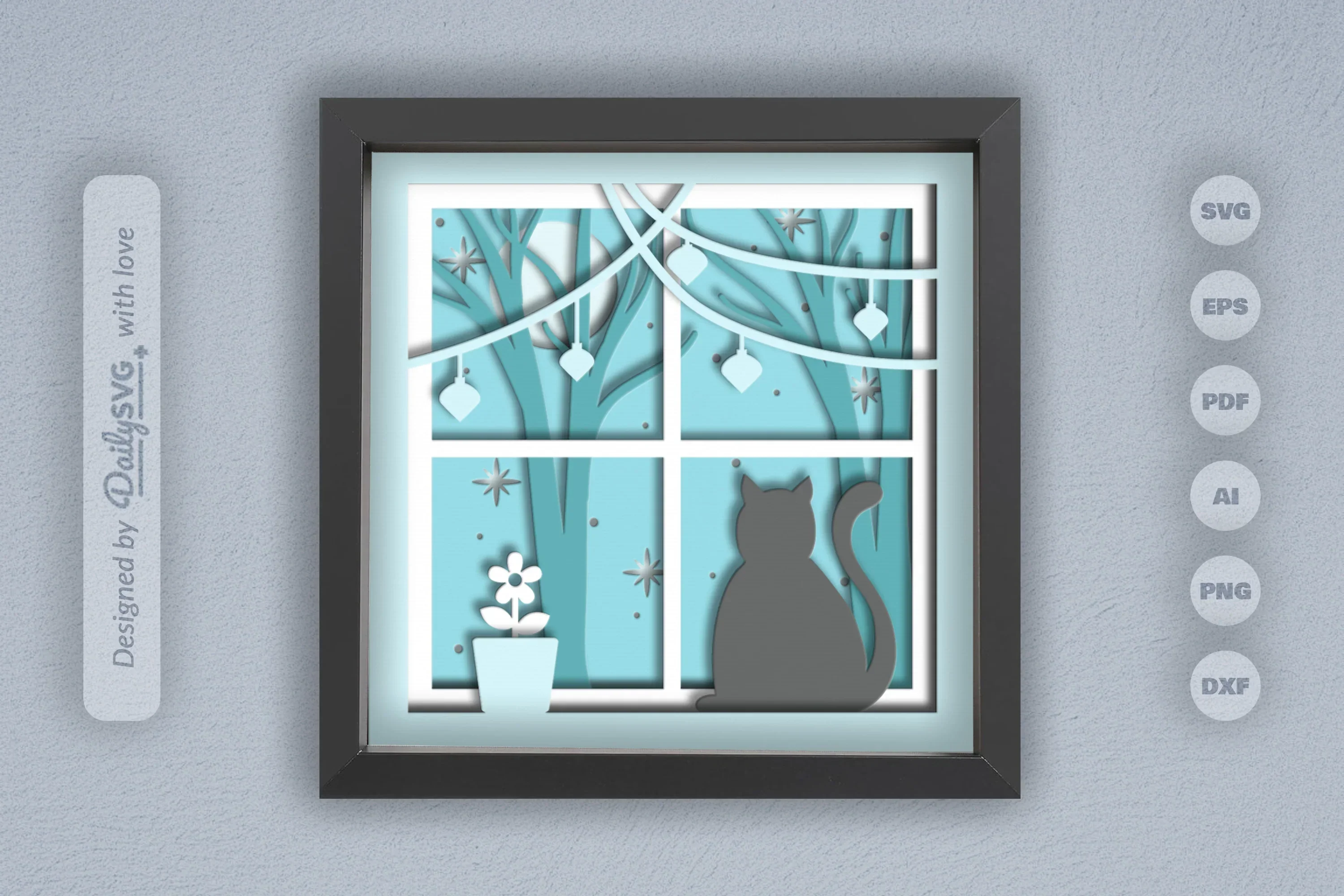 Christmas Night Cat Papercut SVG Bundle