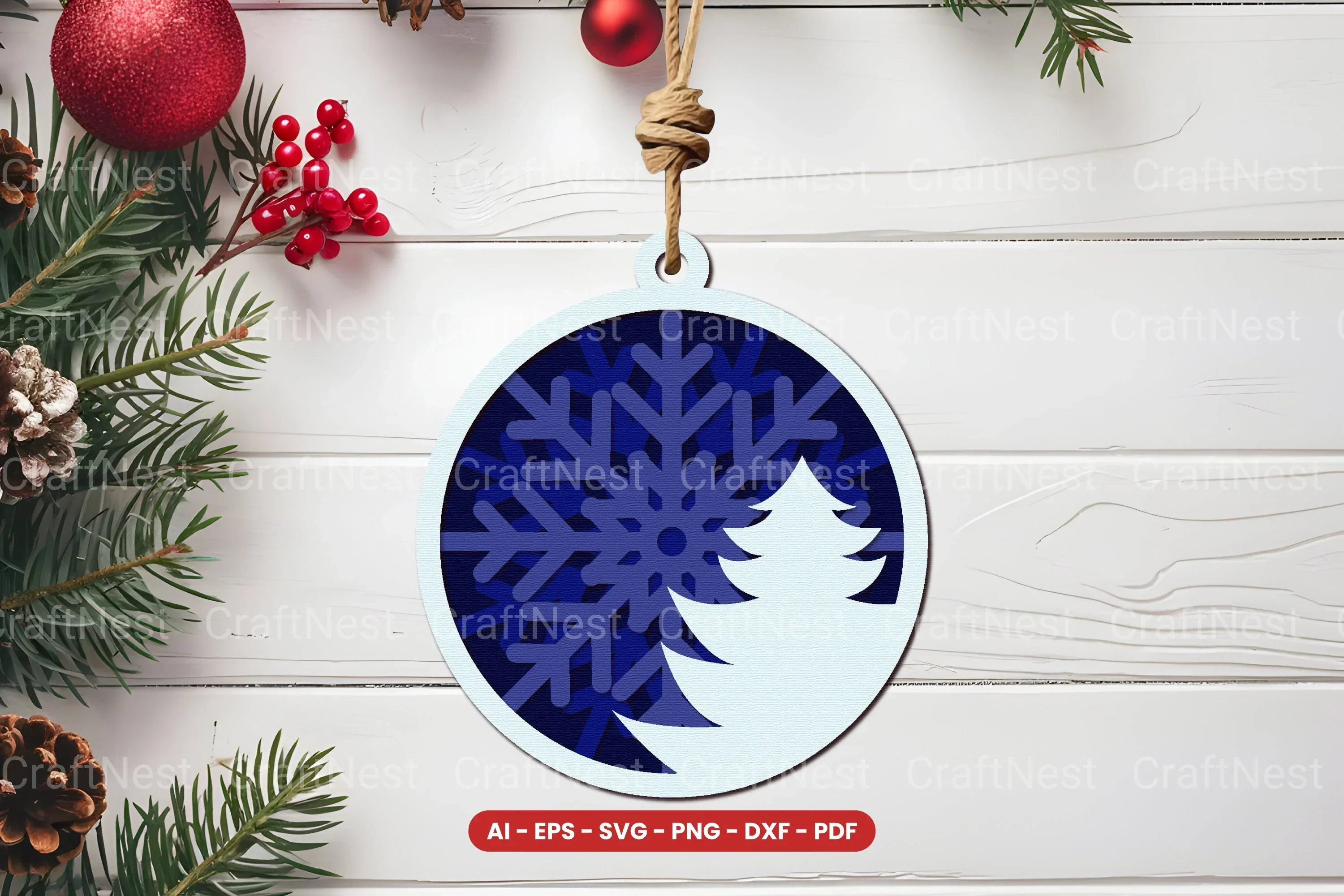 Christmas Ornament Laser Cut SVG Bundle Clipart
