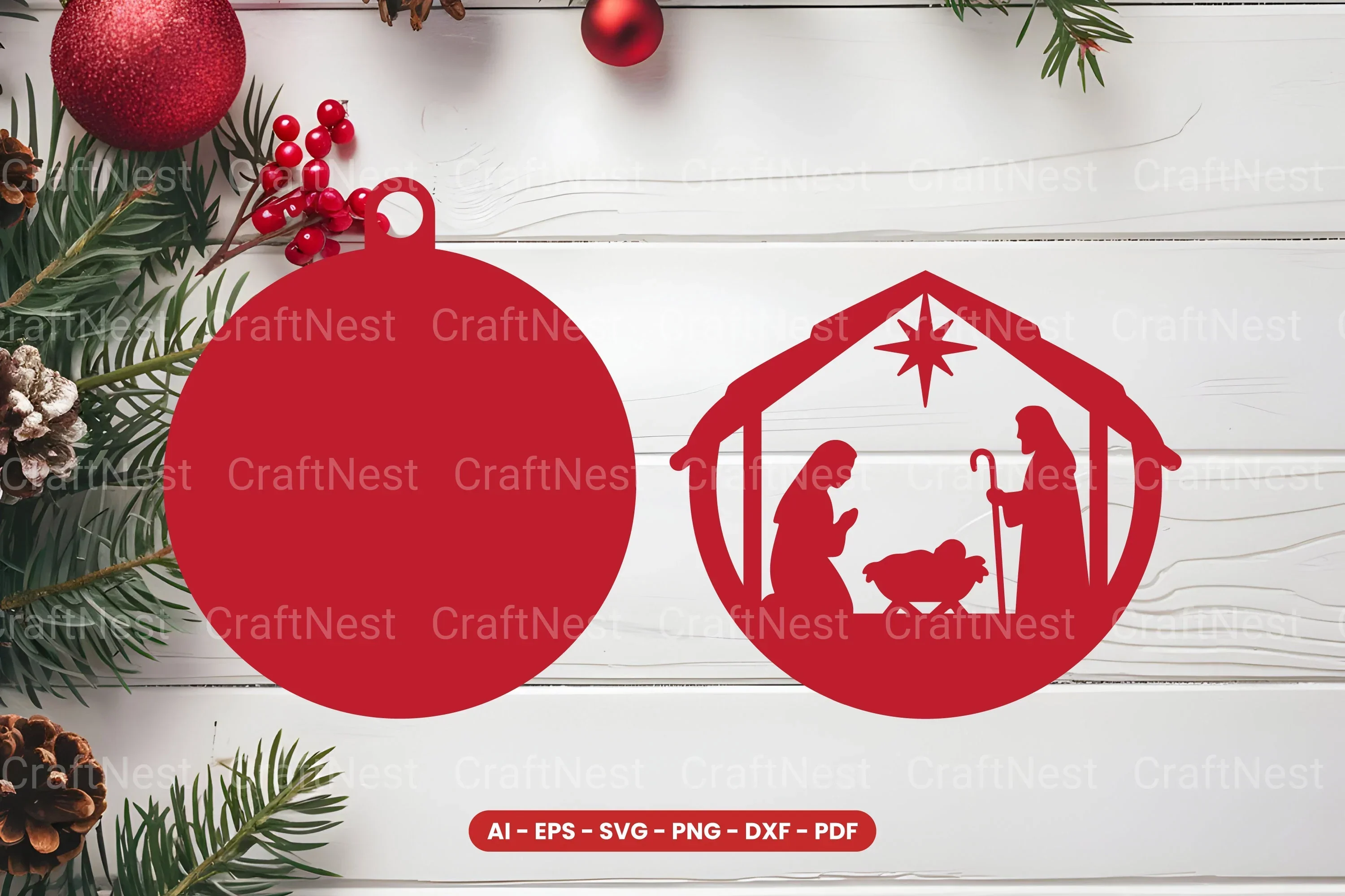 Christmas Ornament Laser Cut SVG Bundle - Image 2
