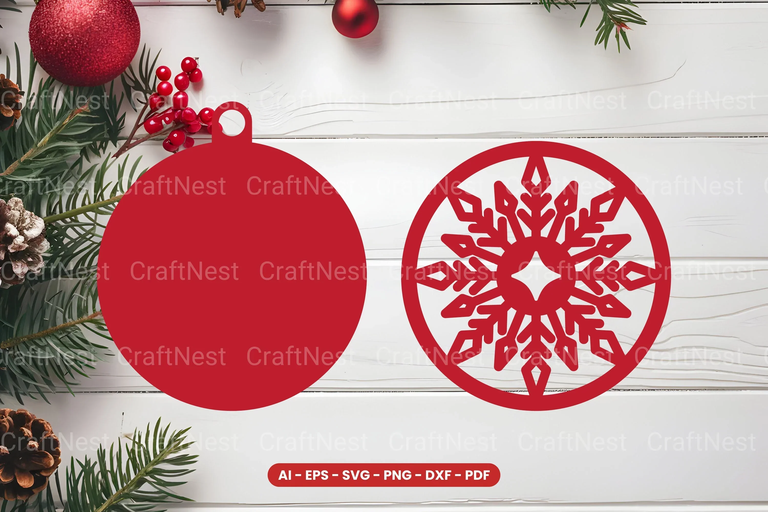 Christmas Ornament Laser Cut SVG Bundle - Image 2