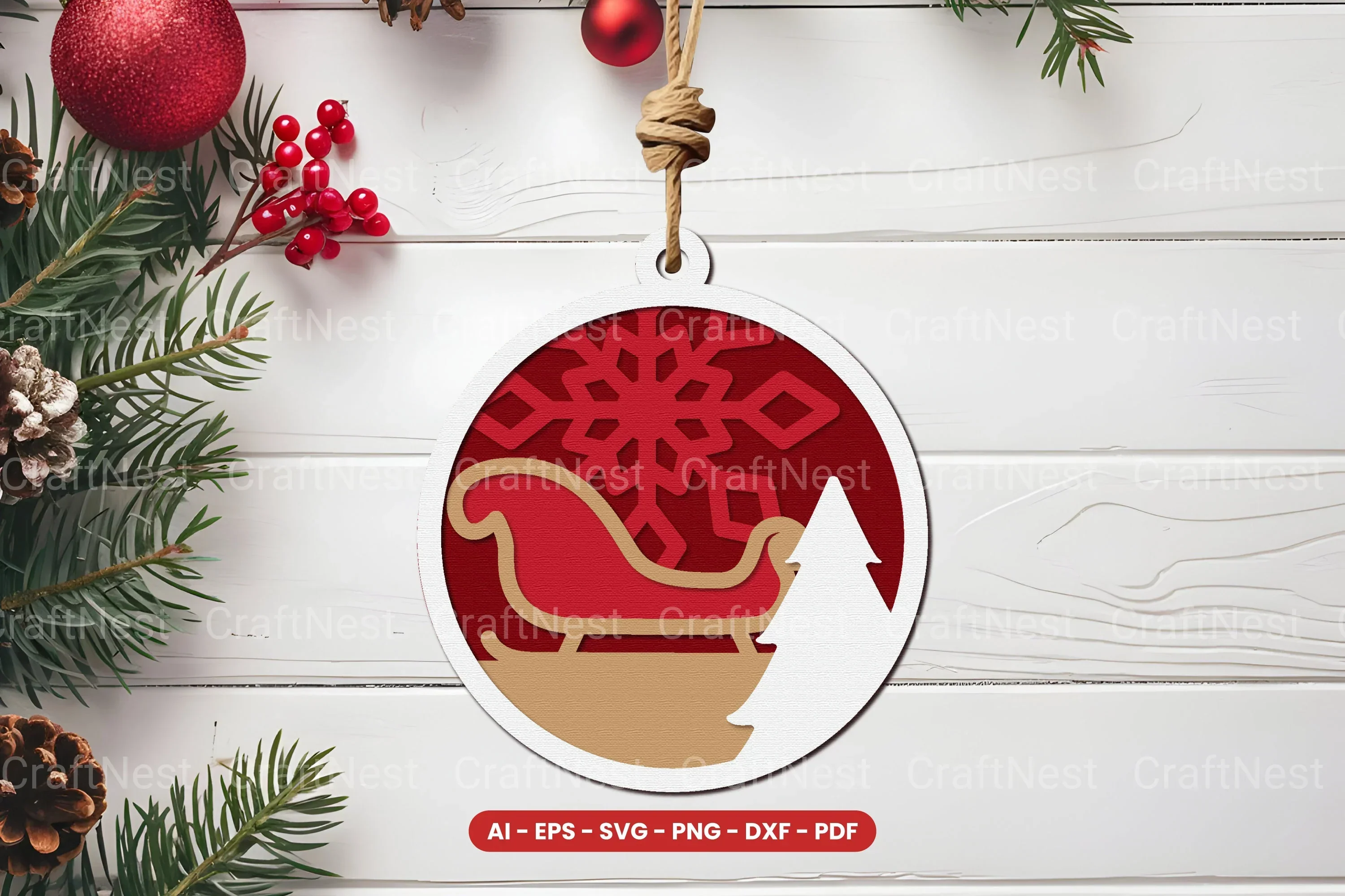 Christmas Ornament Laser Cut SVG Bundle