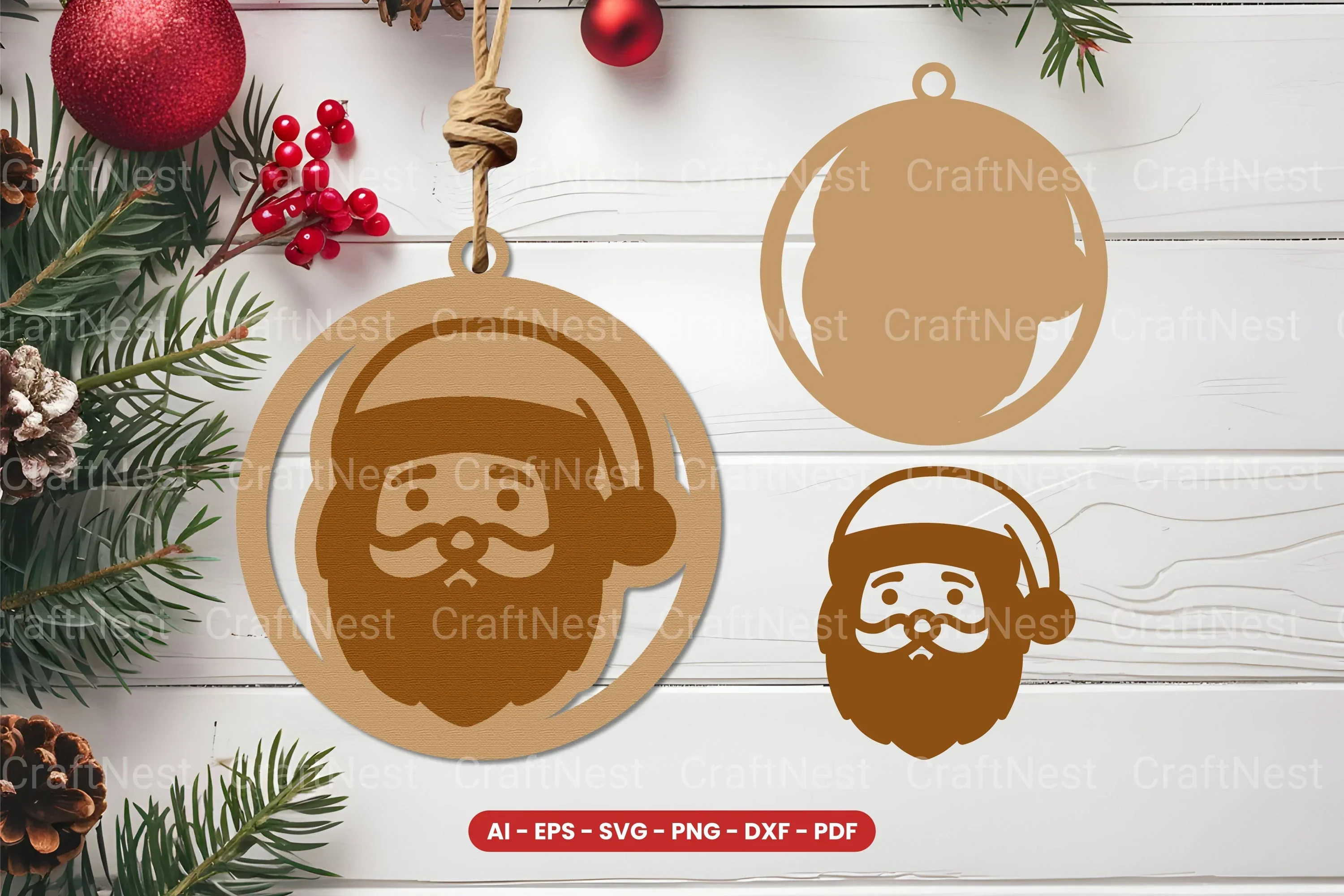 Christmas Ornament Laser Cut SVG Bundle - Image 2