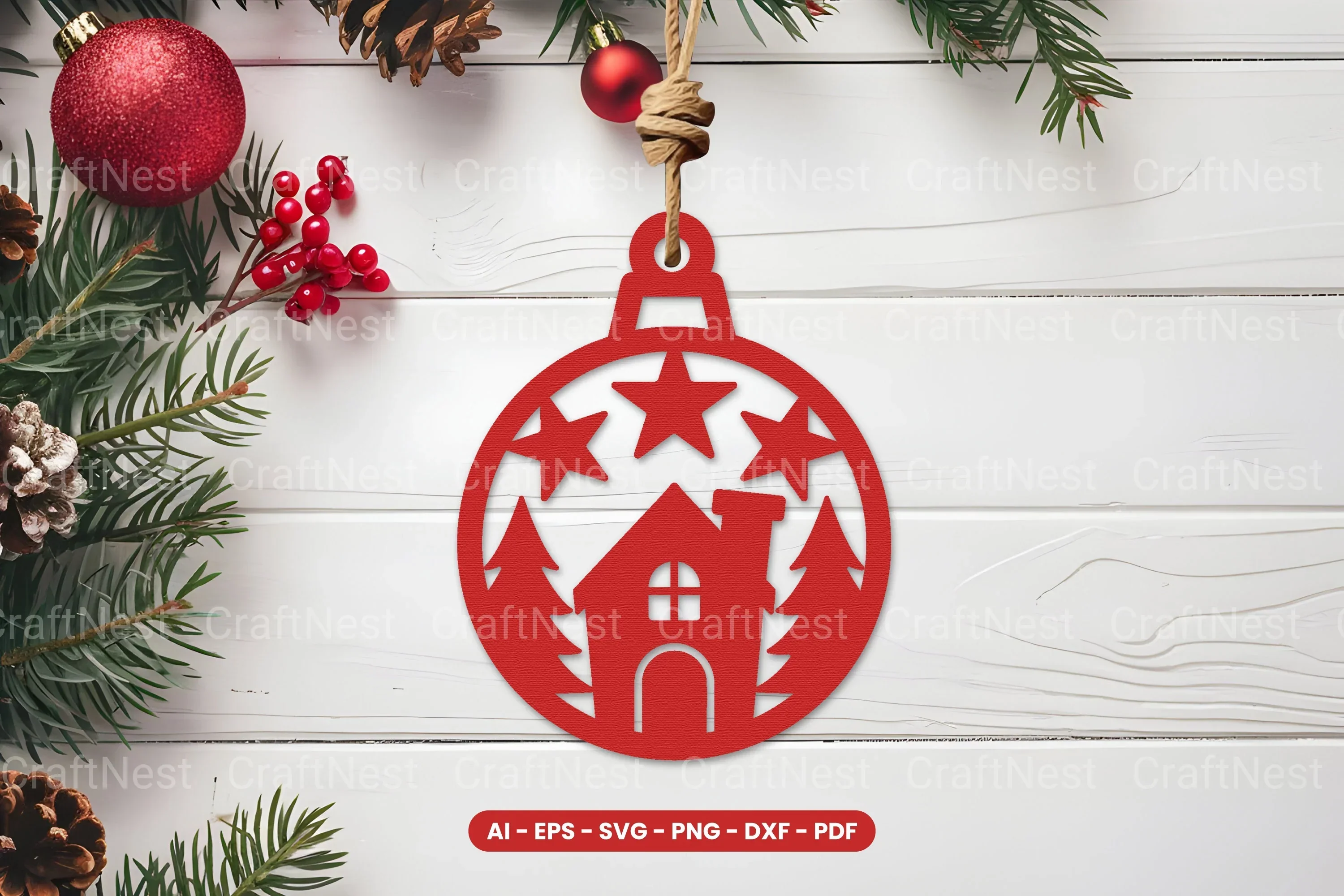 Christmas Ornament Lasercut SVG Bundle