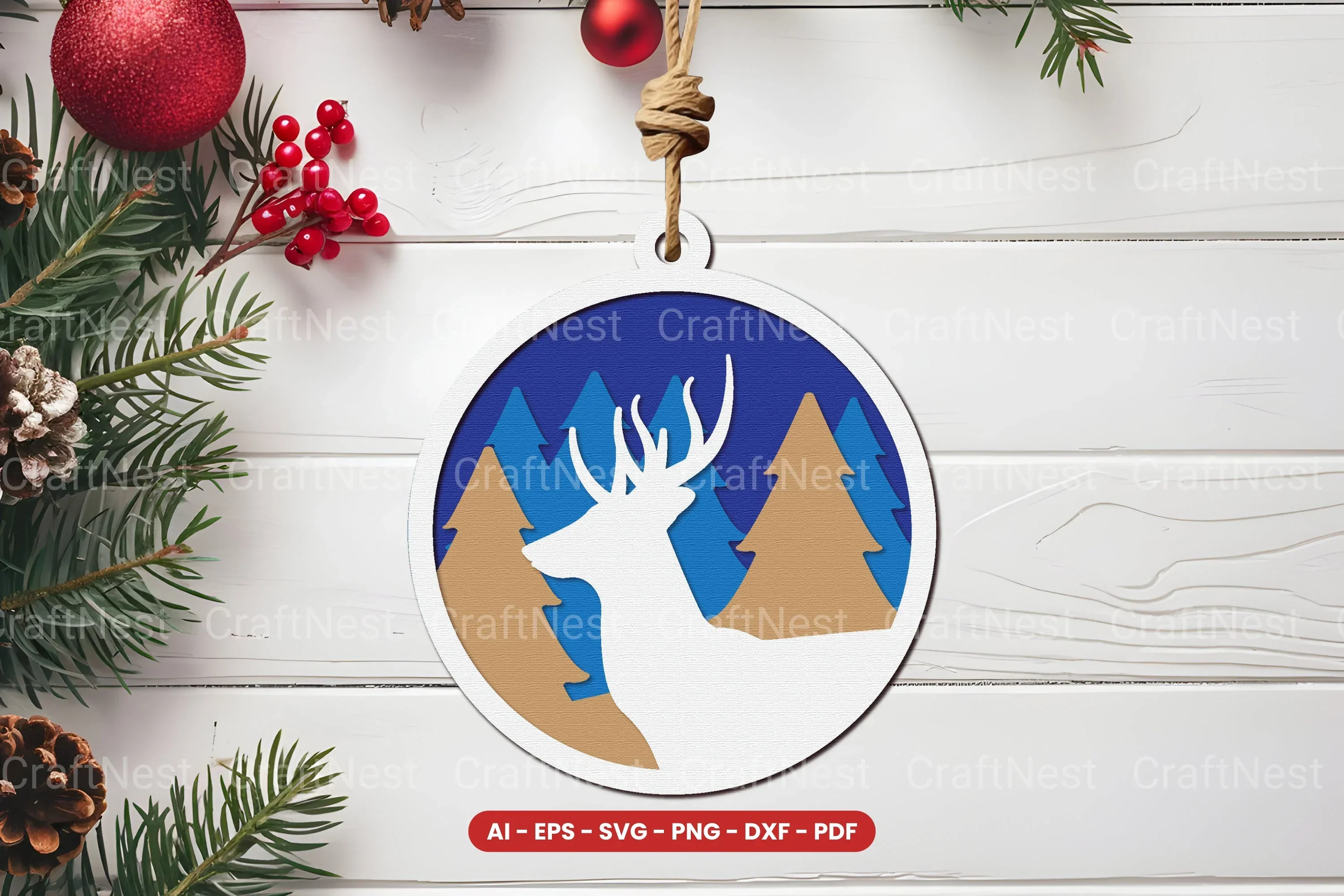 Christmas Ornament Lasercut SVG Bundle
