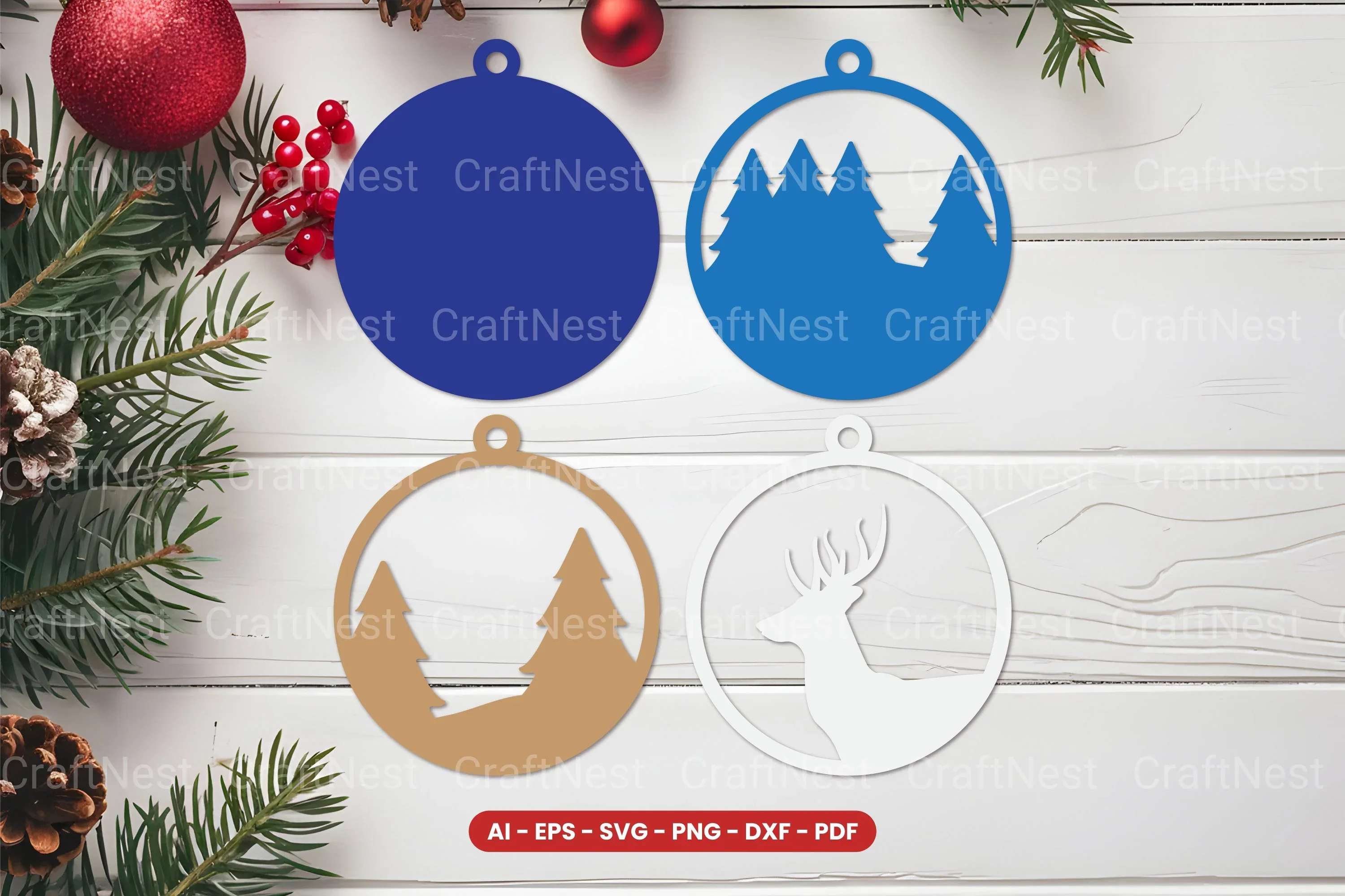 Christmas Ornament Lasercut SVG Bundle - Image 2