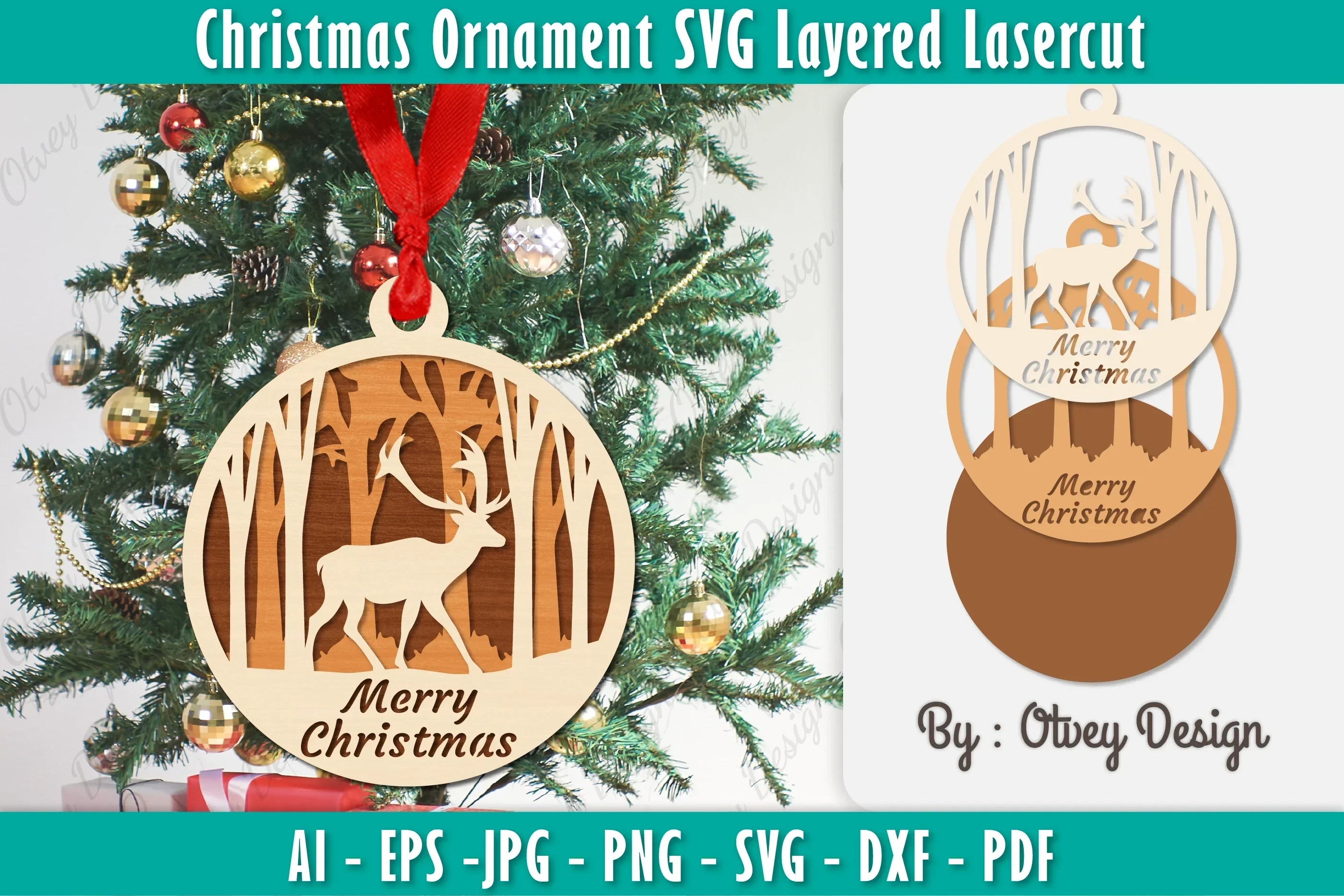 Christmas Ornaments Layered Lasercut SVG Bundle
