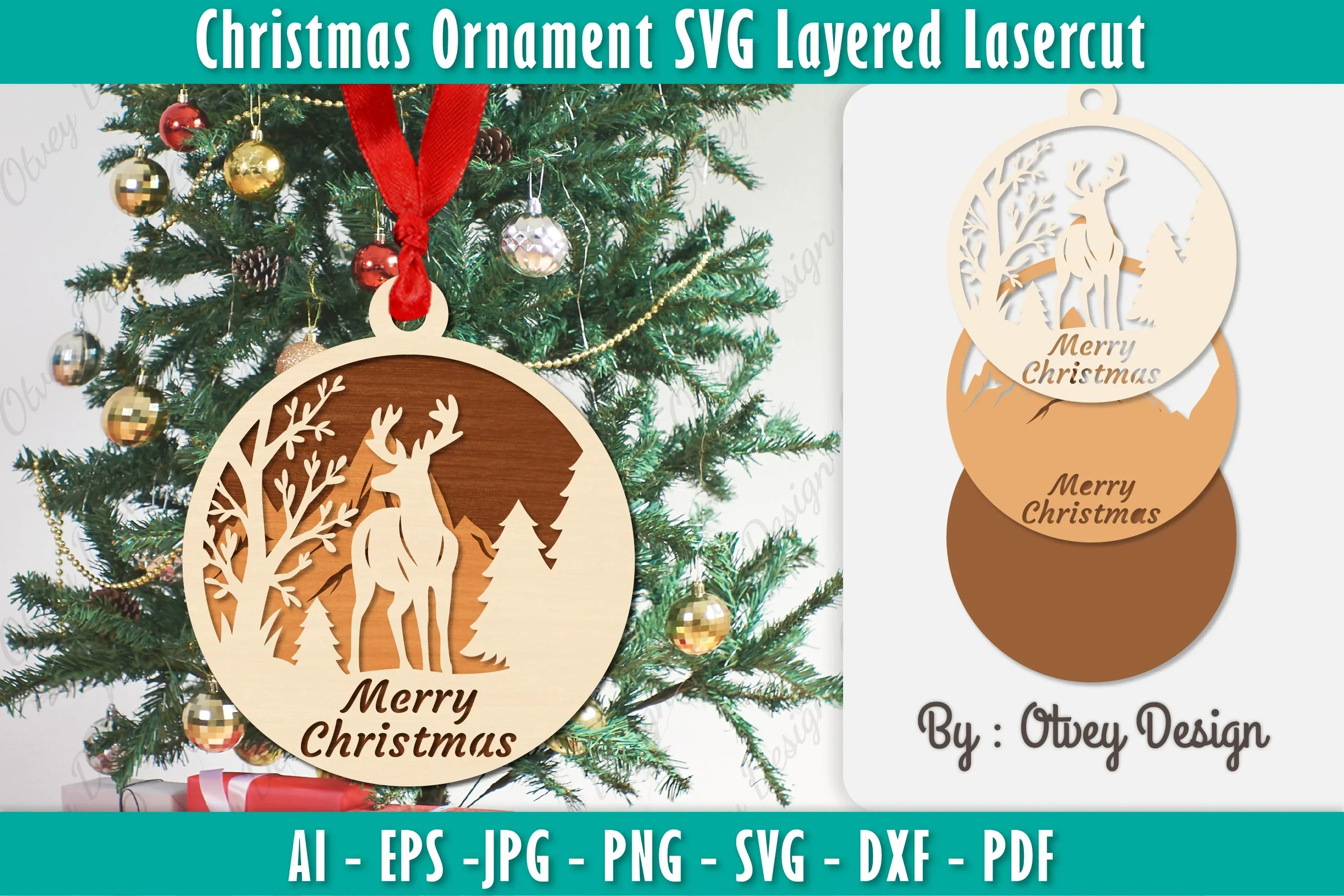 Christmas Ornaments Layered Lasercut SVG Bundle