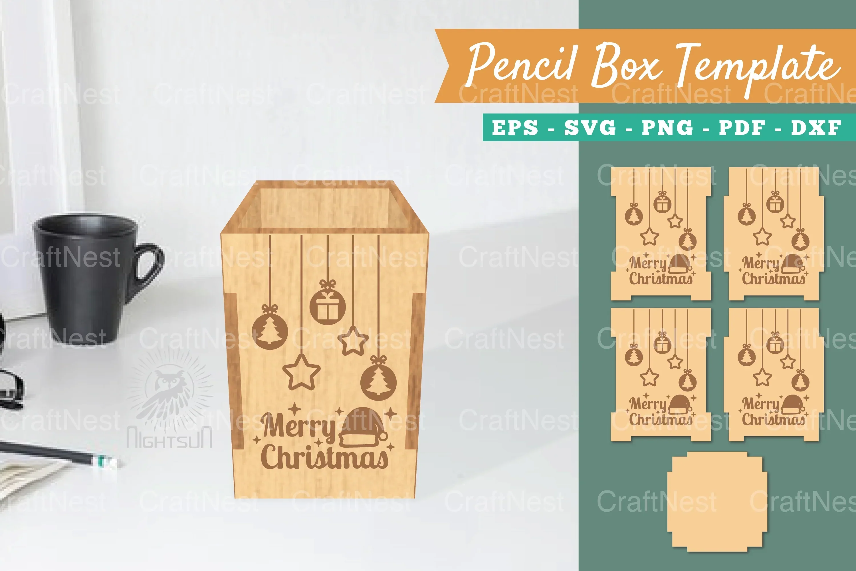 Christmas Pencil Box Lasercut Template Bundle