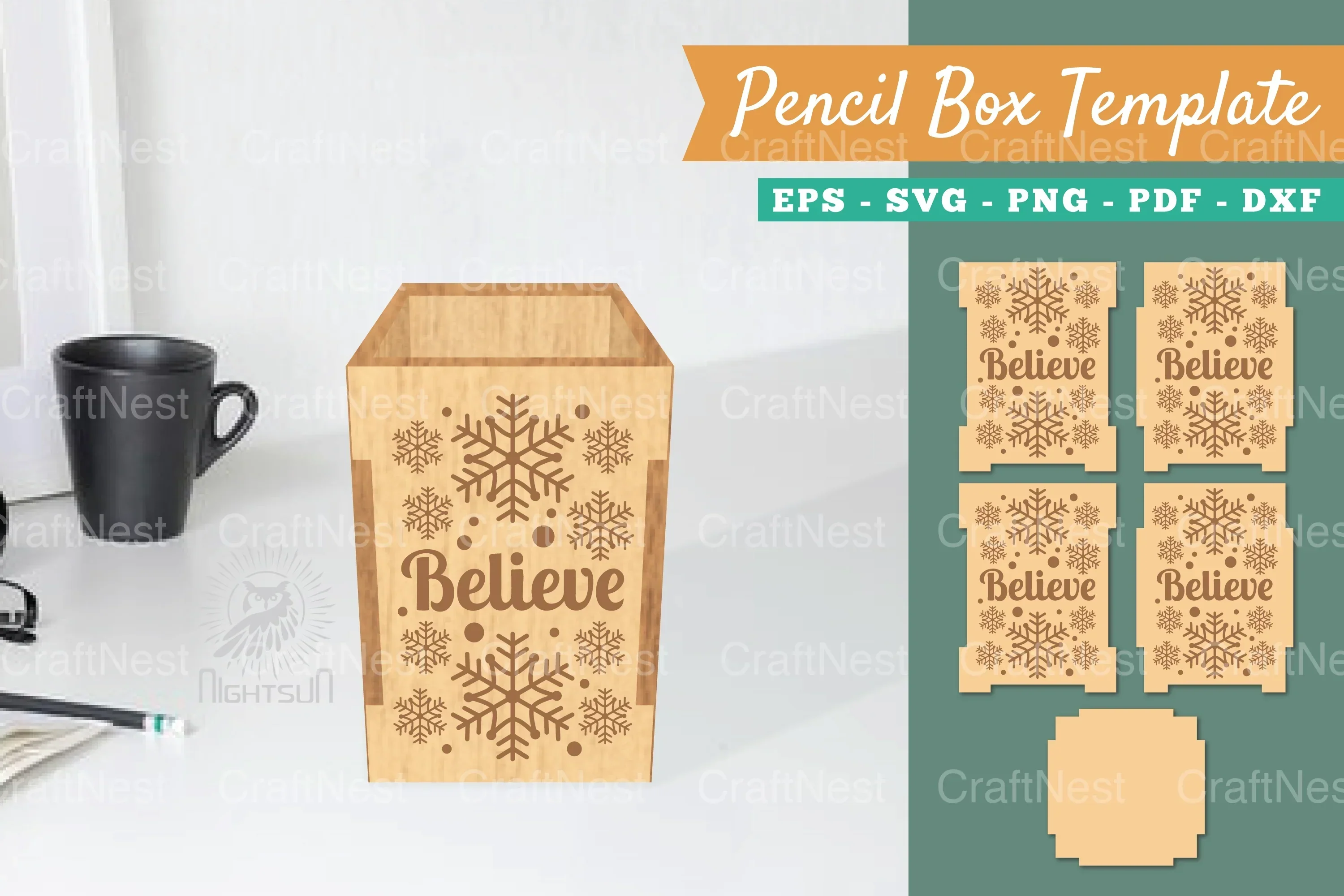 Christmas Pencil Box Lasercut Template Bundle
