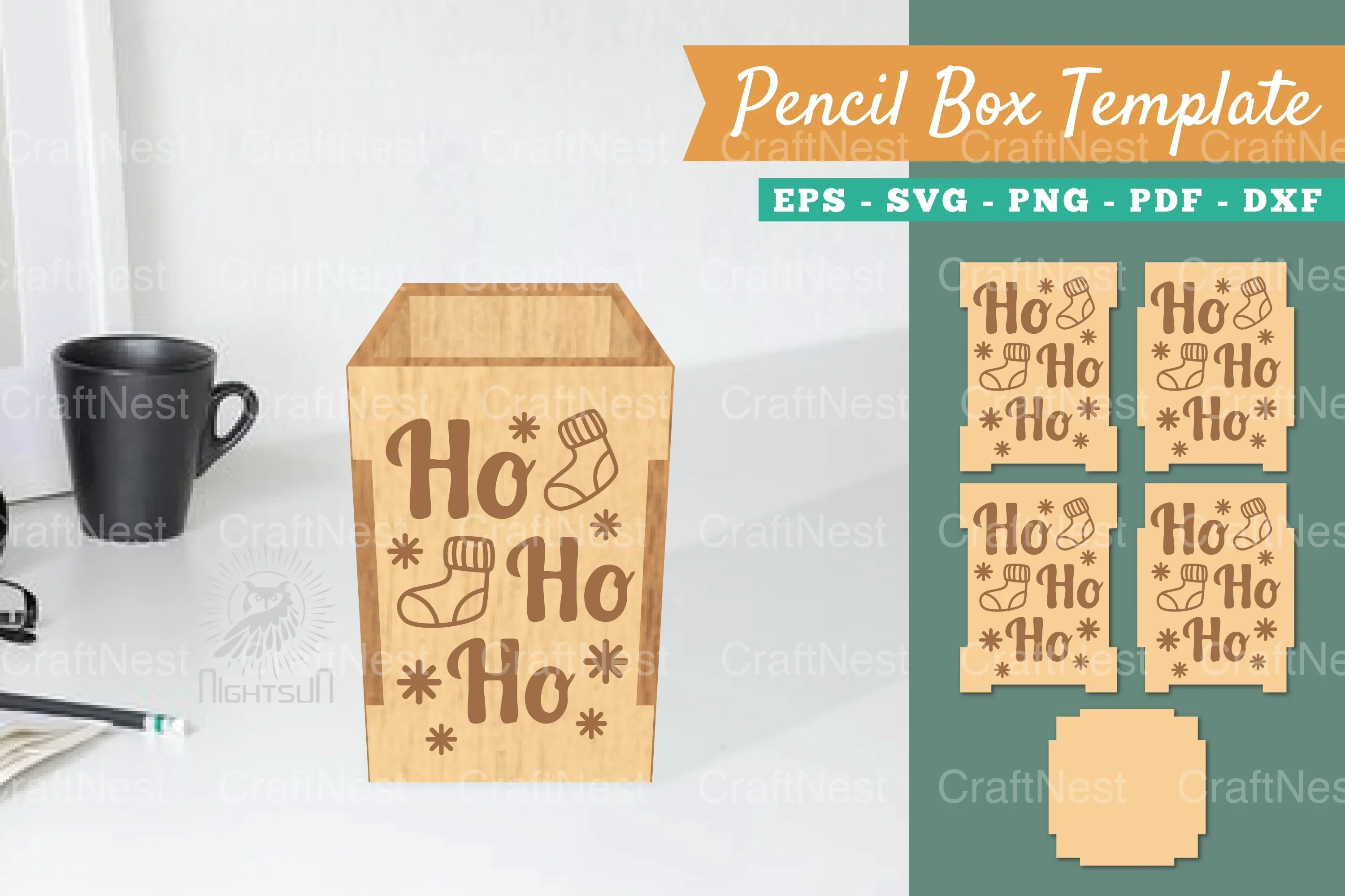 Christmas Pencil Box Lasercut Template Bundle