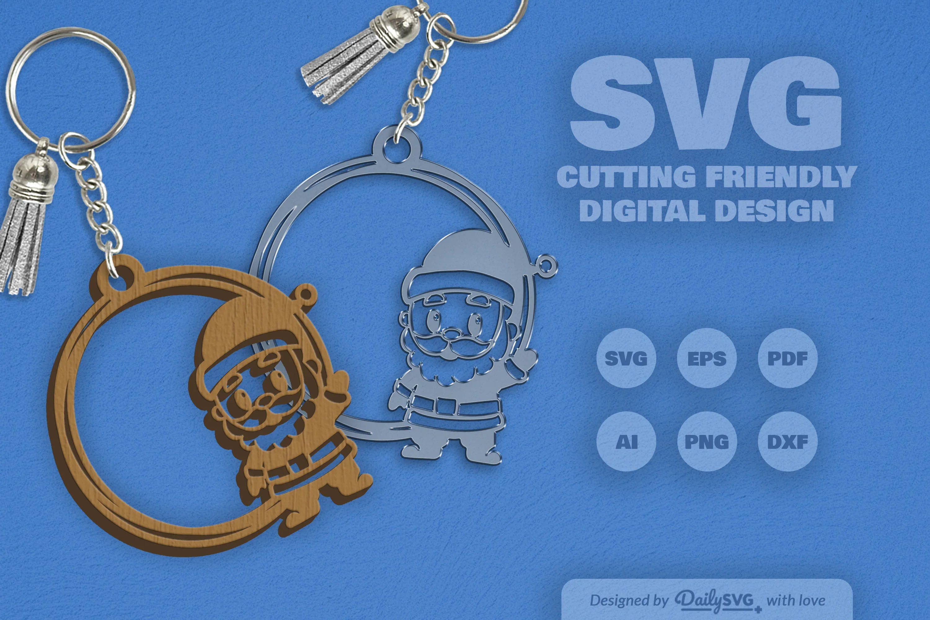 Christmas Round Keychain Clipart - Daily SVG Bundles - Image 2