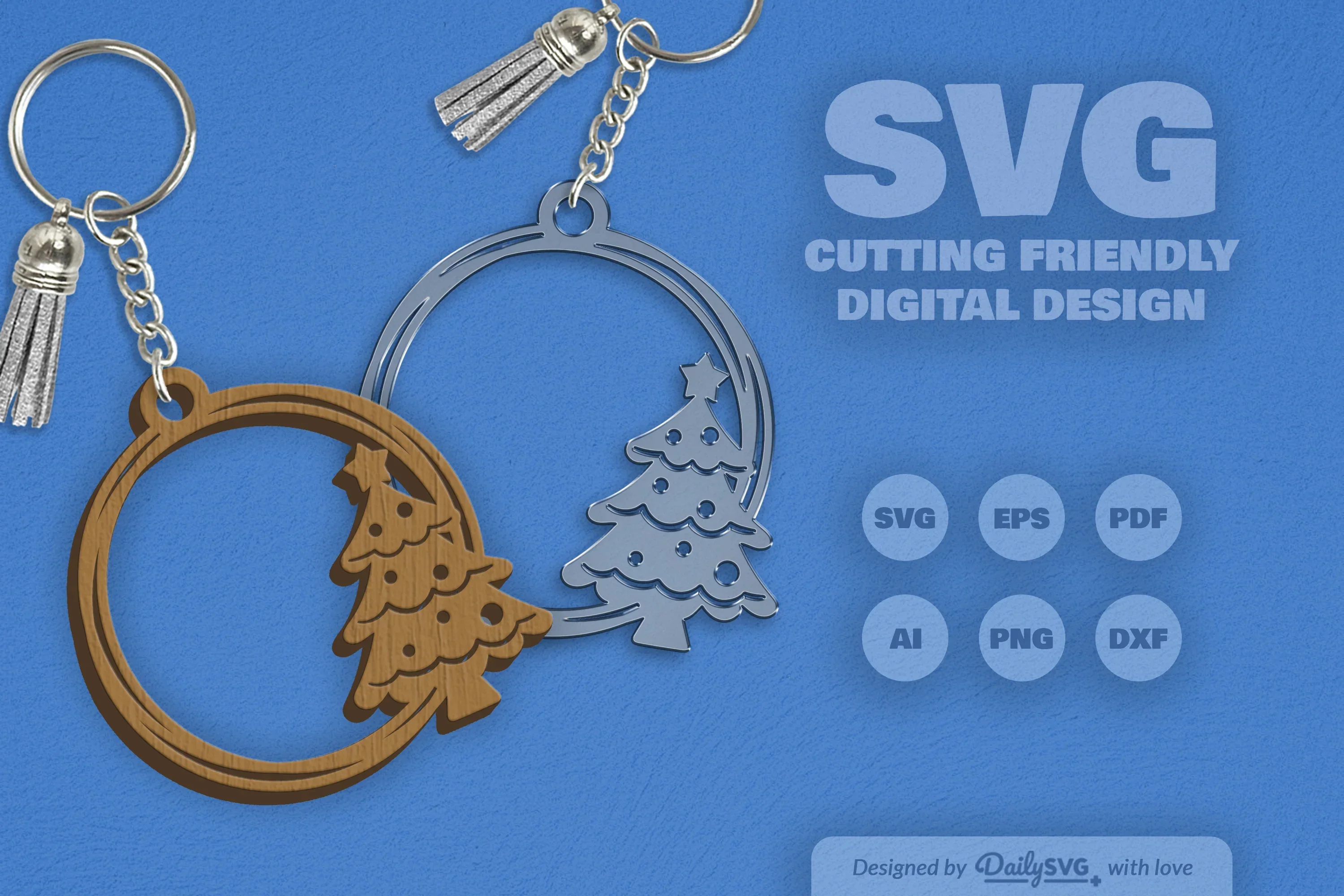 Christmas Round Keychain Clipart - Daily SVG Bundles - Image 4