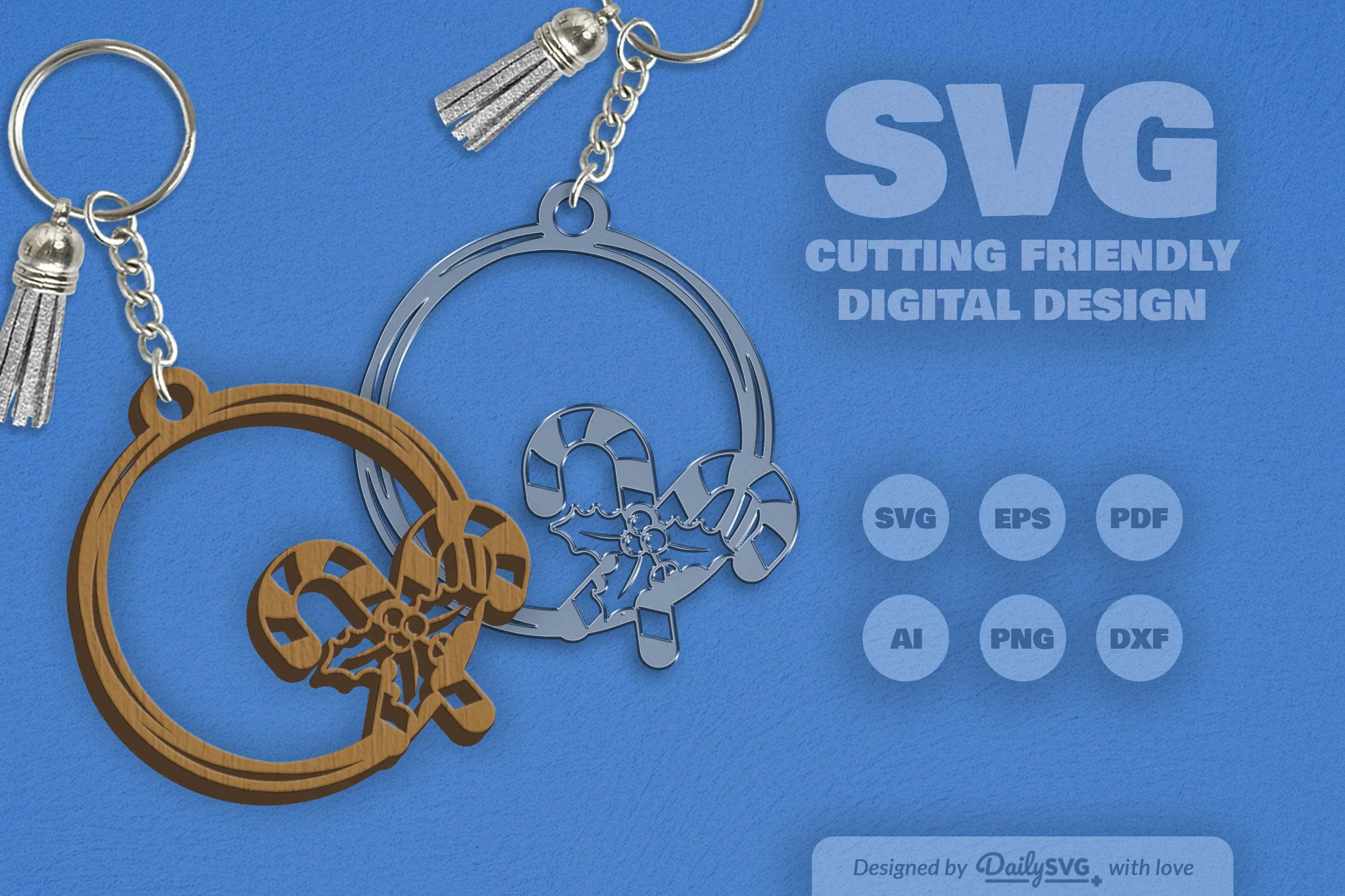 Christmas Round Keychain Clipart - Daily SVG Bundles - Image 9