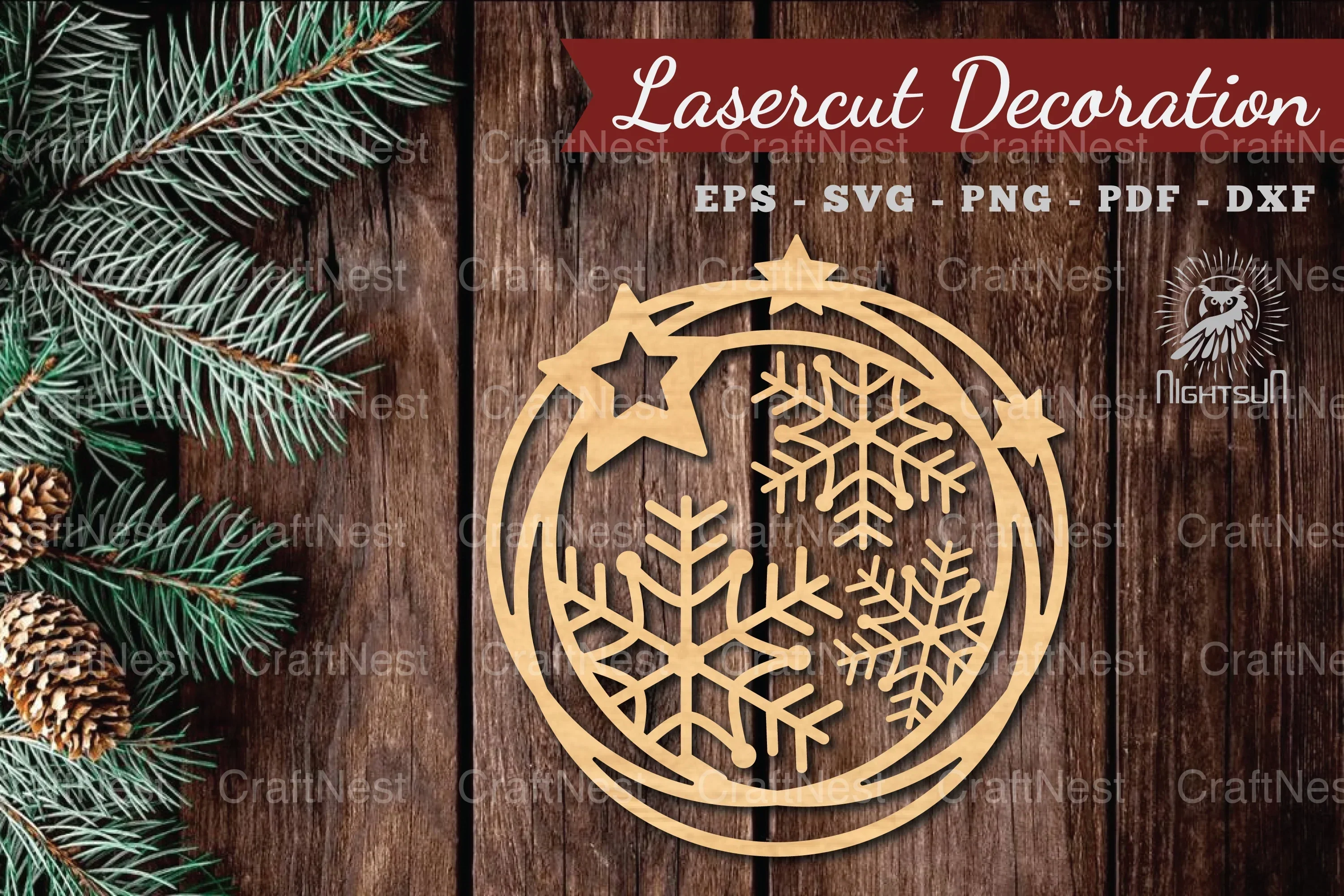 Christmas Round Laser Cut Decoration Clipart Bundle