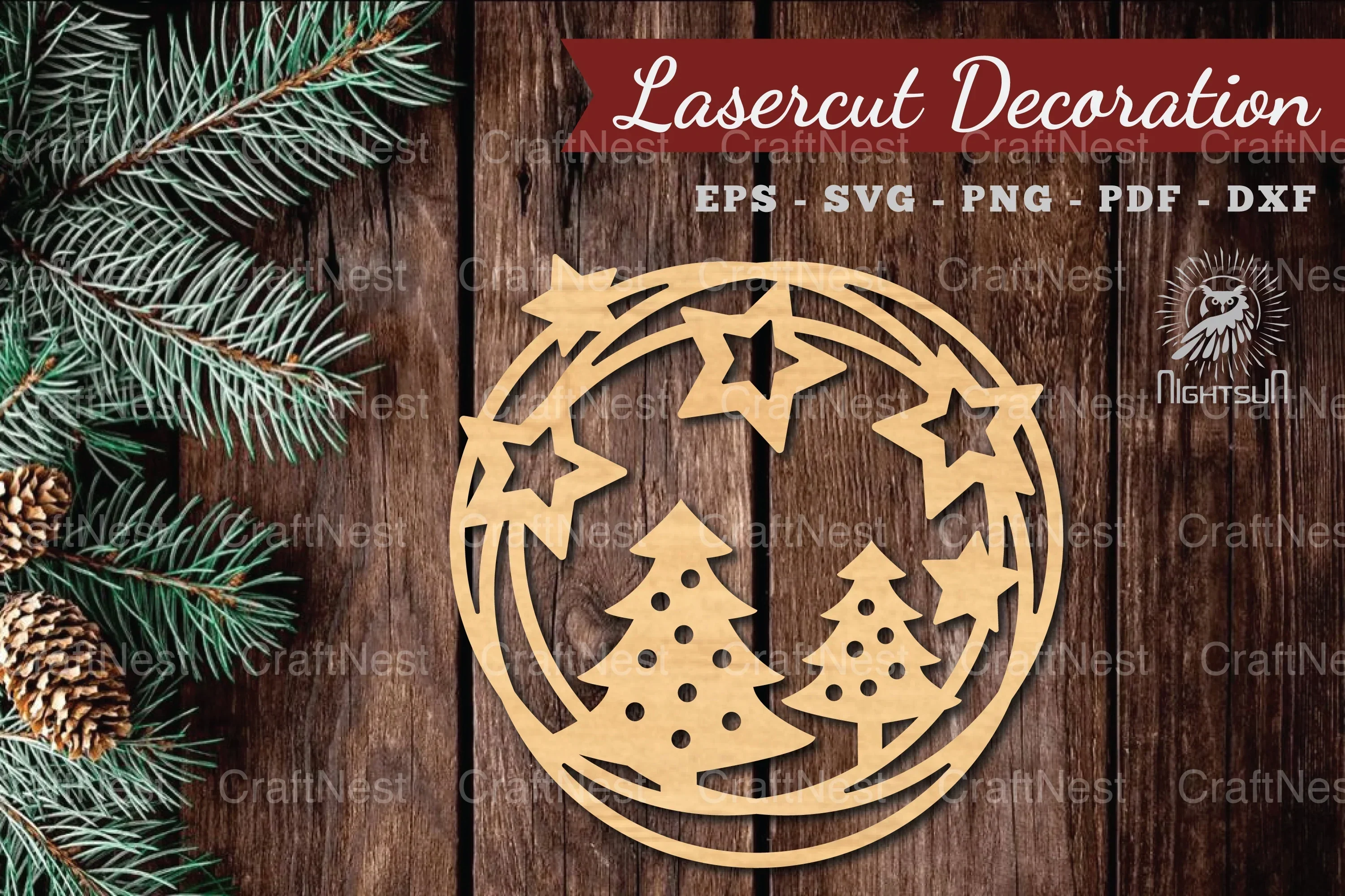 Christmas Round Laser Cut Decoration Clipart Bundle